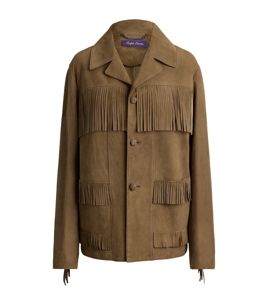 Ralph Lauren Collection Womens Suede Fringe Perce Jacket Portobello Image 1