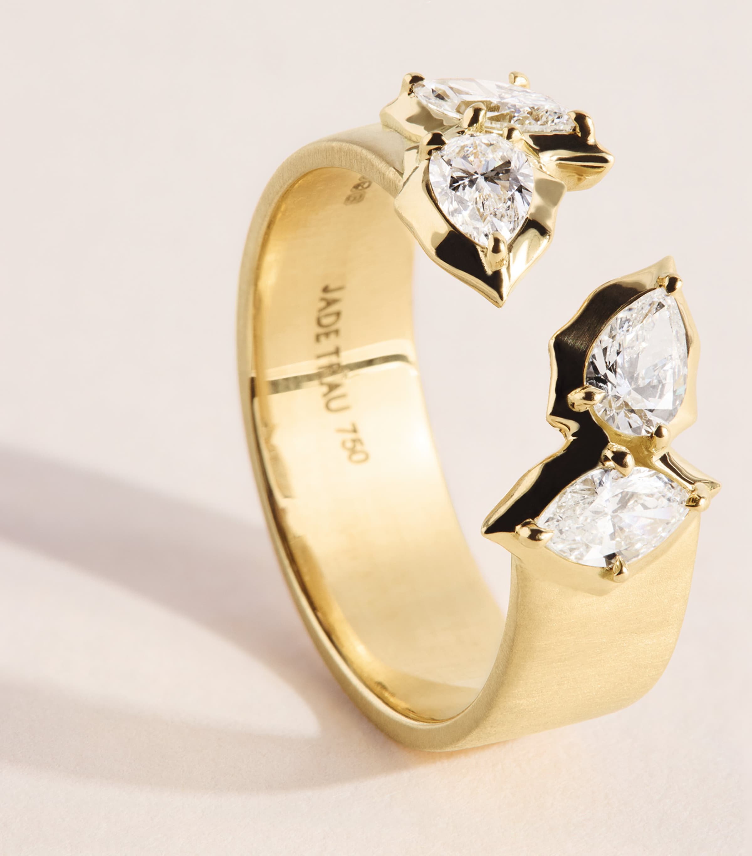 Jade Trau Yellow Gold and Diamond Poppy Open Band Ring Yellow Gold Image 5