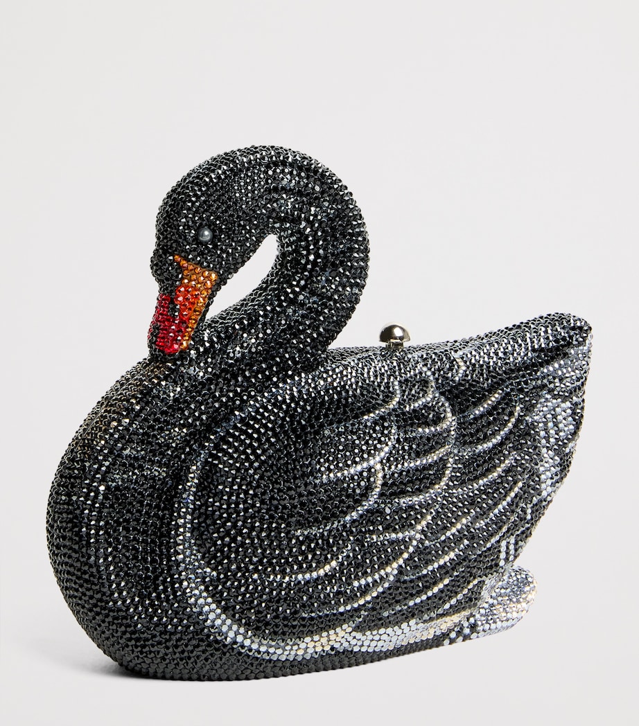 Judith Leiber Embellished Swan Clutch Bag Silver Jet Multi Image 3