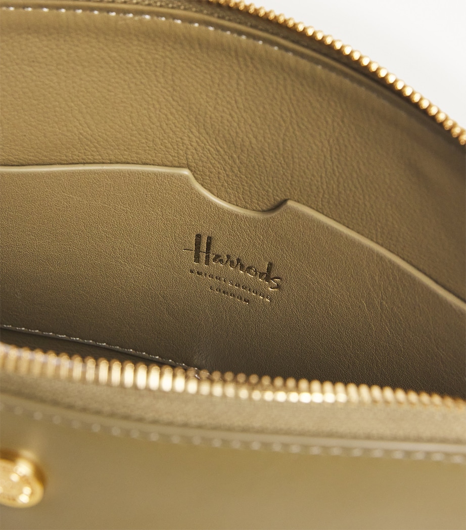 Large Smooth Leather Cosmetic Bag OLIVE Image 3