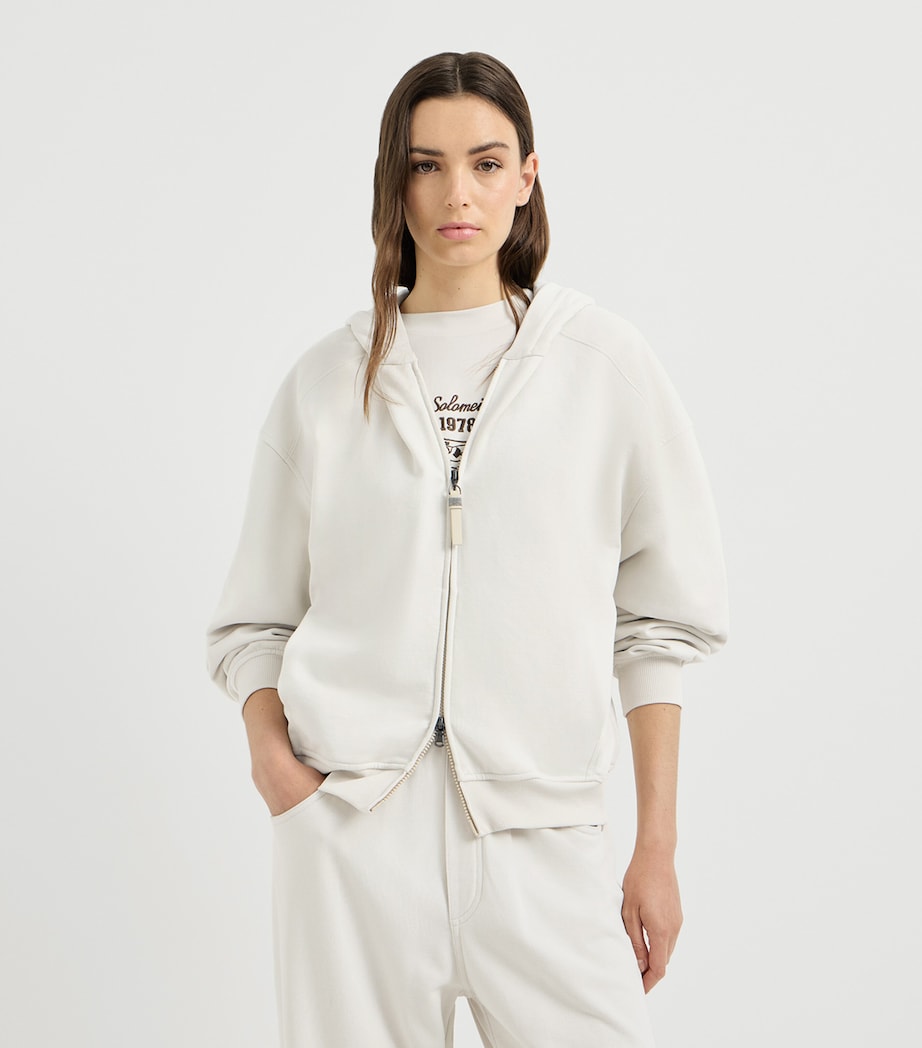 Brunello Cucinelli Womens Cotton Zip-Up Hoodie Image 4