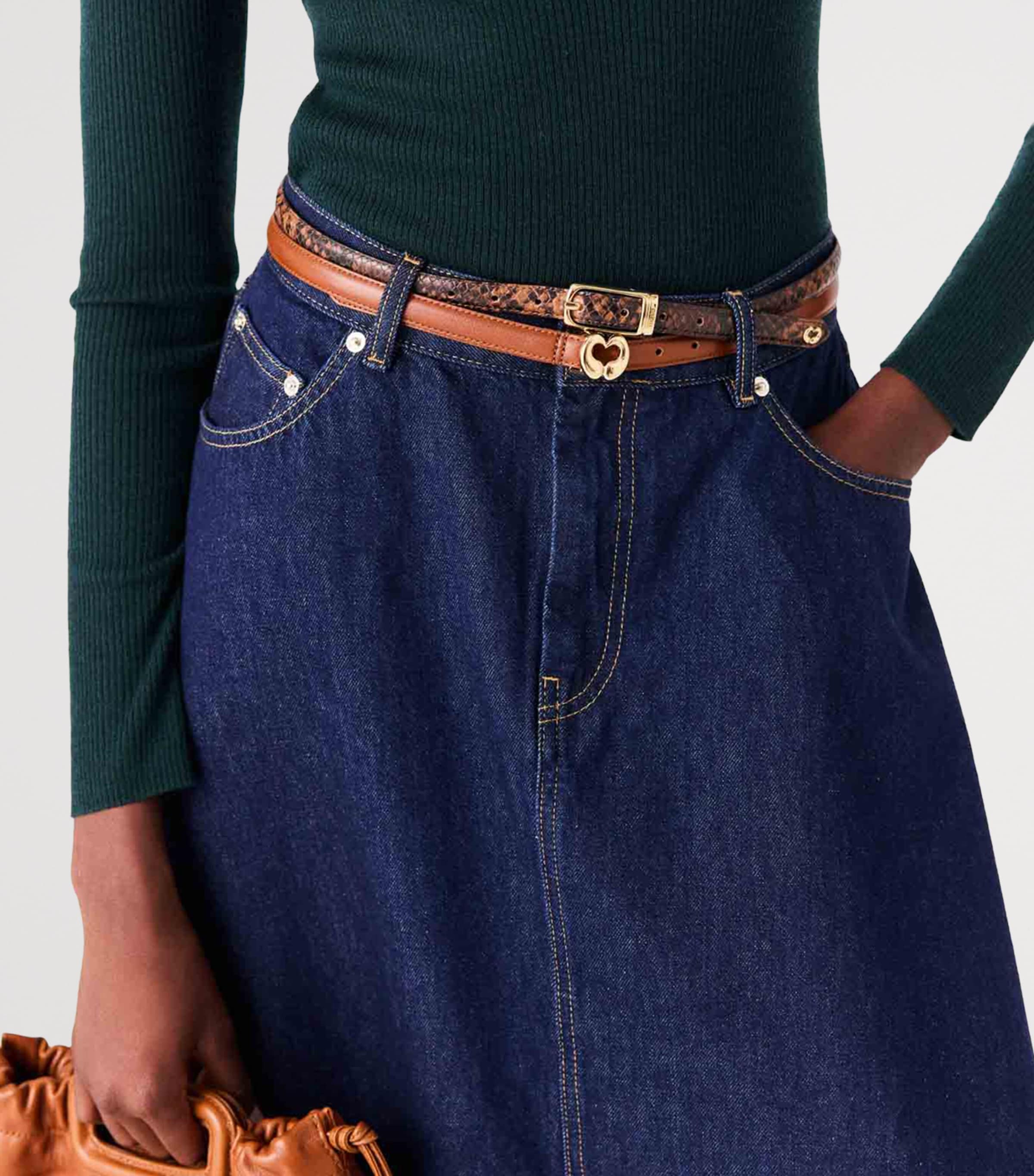 Maje Leather Slim Belt Tobacco Image 10