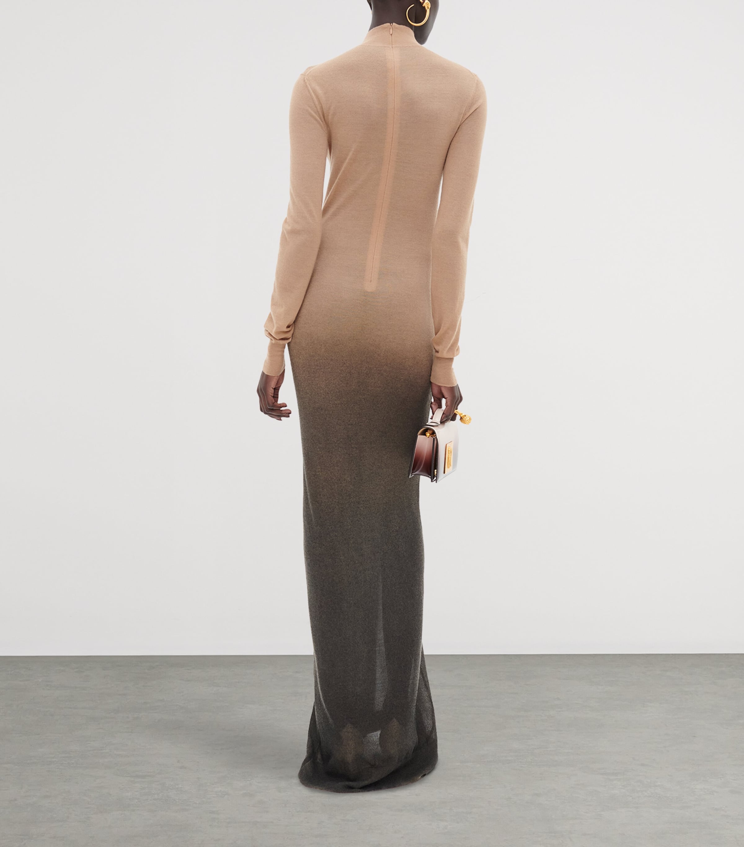 Schiaparelli Womens Cashmere Keyhole Maxi Dress Camel Image 3