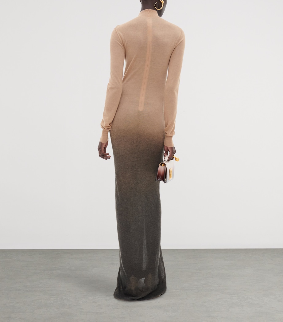 Schiaparelli Womens Cashmere Keyhole Maxi Dress Camel Image 3