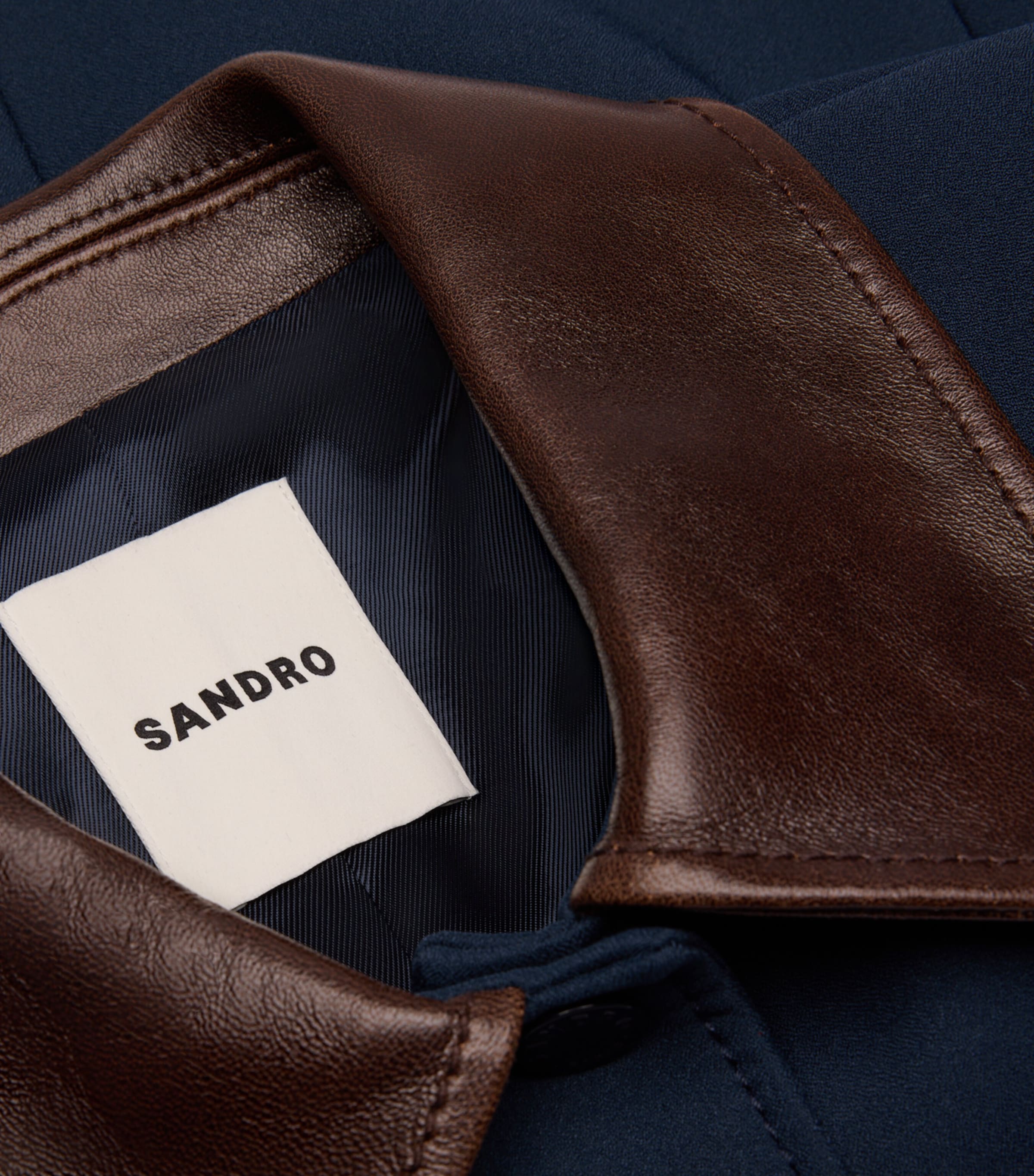 Contrast-Collar Cropped Jacket NAVY BLUE Image 5