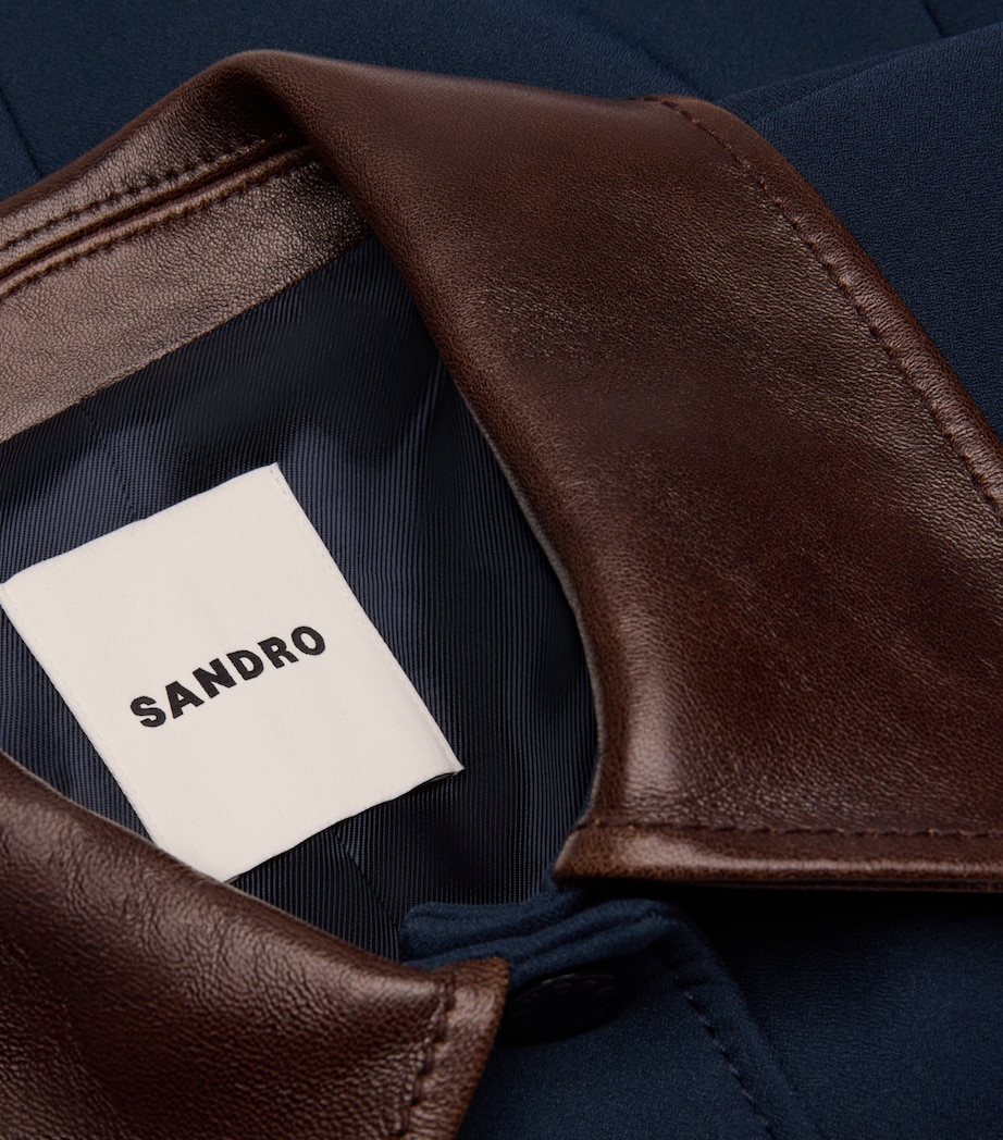 Contrast-Collar Cropped Jacket NAVY BLUE Image 5