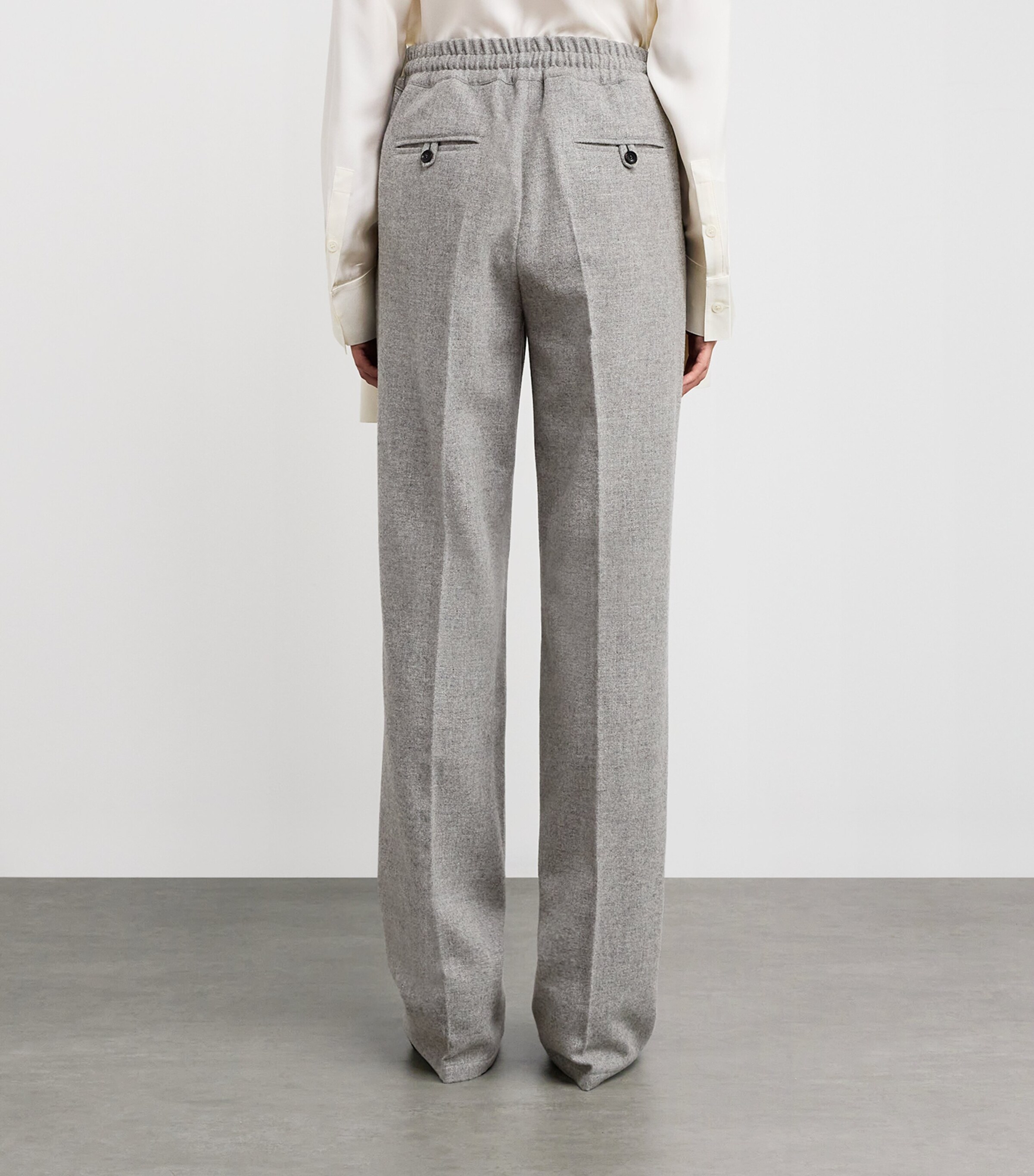 Kiton Womens Virgin Wool-Cashmere Shimmer Trousers Grey Image 4