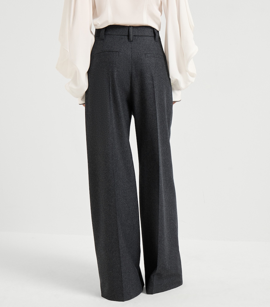 Virgin Wool Pleated Wide-Leg Trousers C006 Image 3