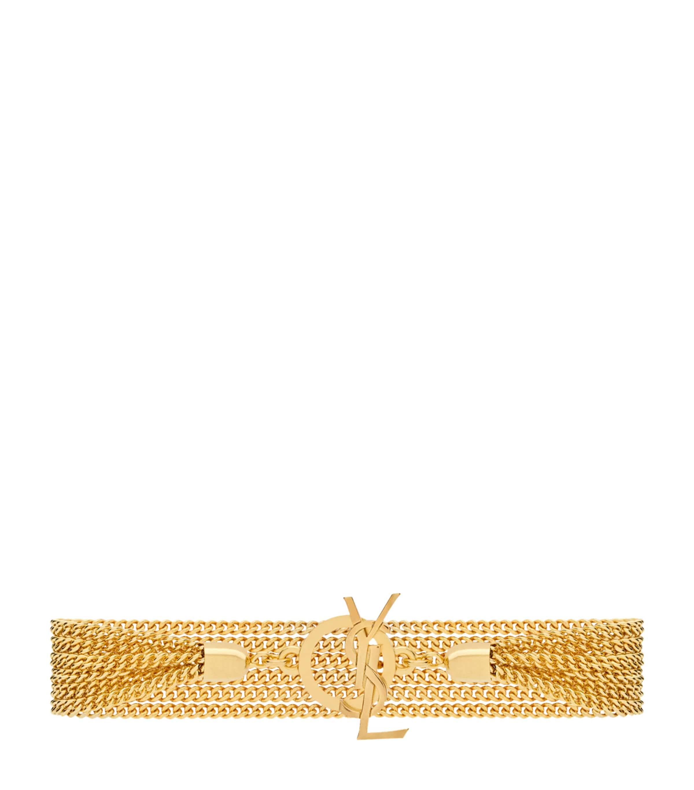 Saint Laurent Multi-chain Cassandre Bracelet In Metallic