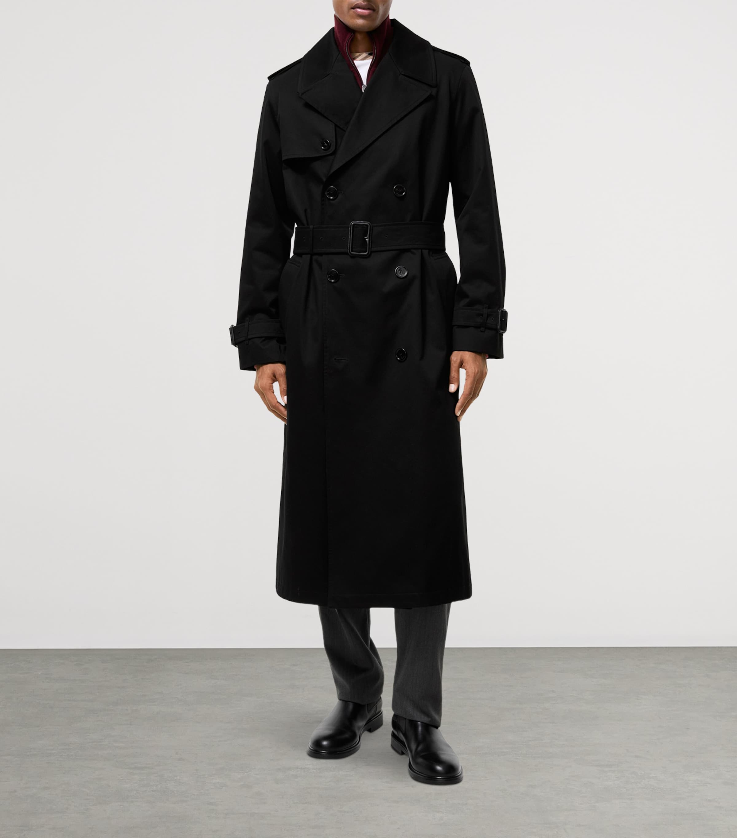 Burberry Mens Hoxton Long Trench Coat Black Image 3