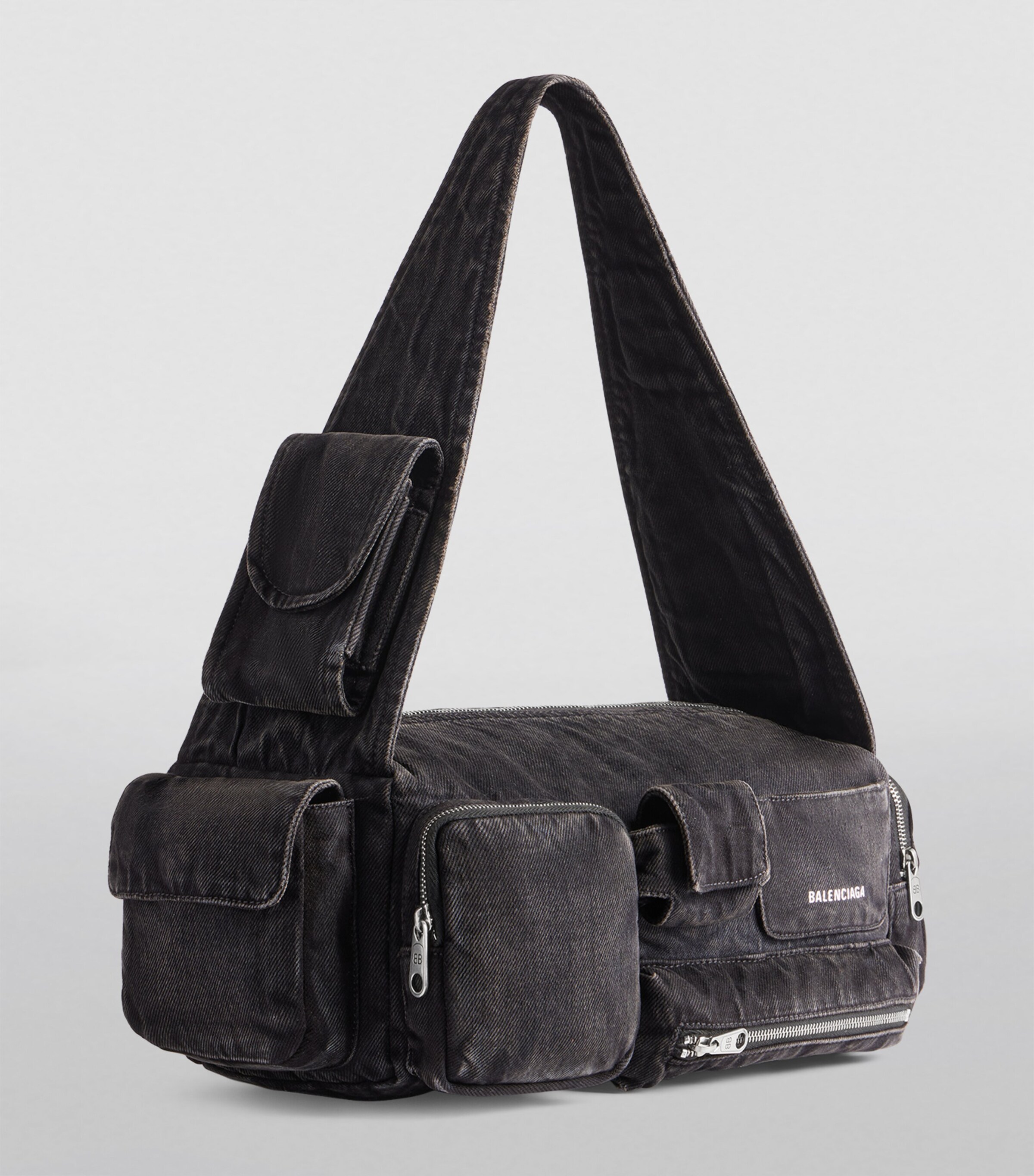 Balenciaga Black Demin Superbusy Sling Bag | Harrods UK