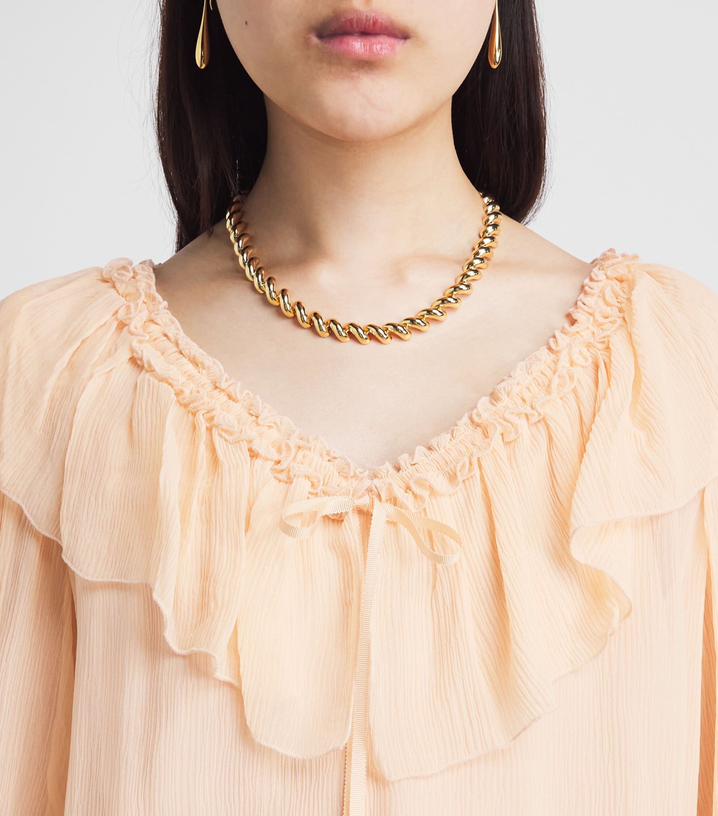 PAIGE Womens Plissé Michelina Blouse Light Peach Image 3