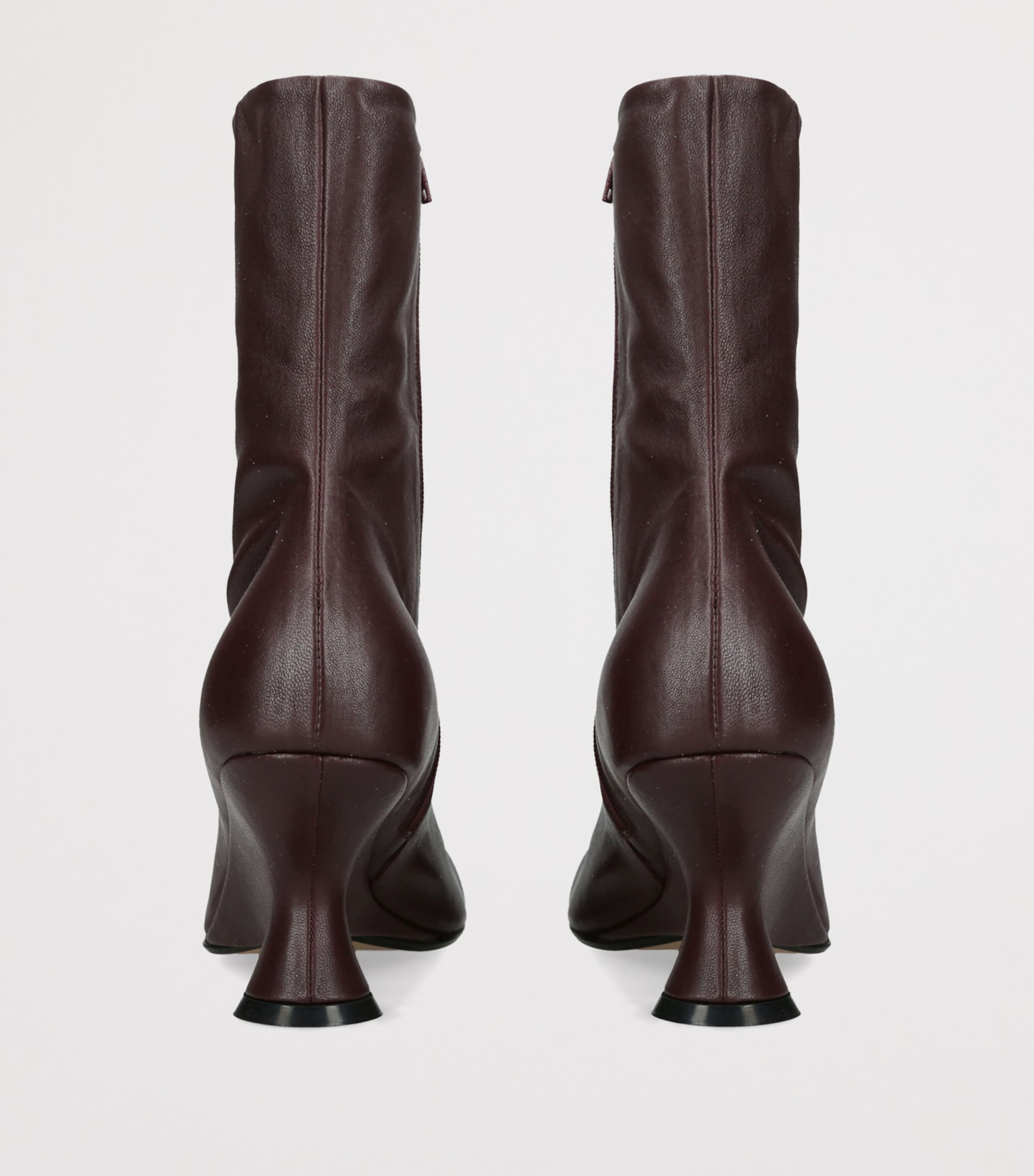 DRIES VAN NOTEN Leather Wedge Ankle Boots 75 Wine Image 4