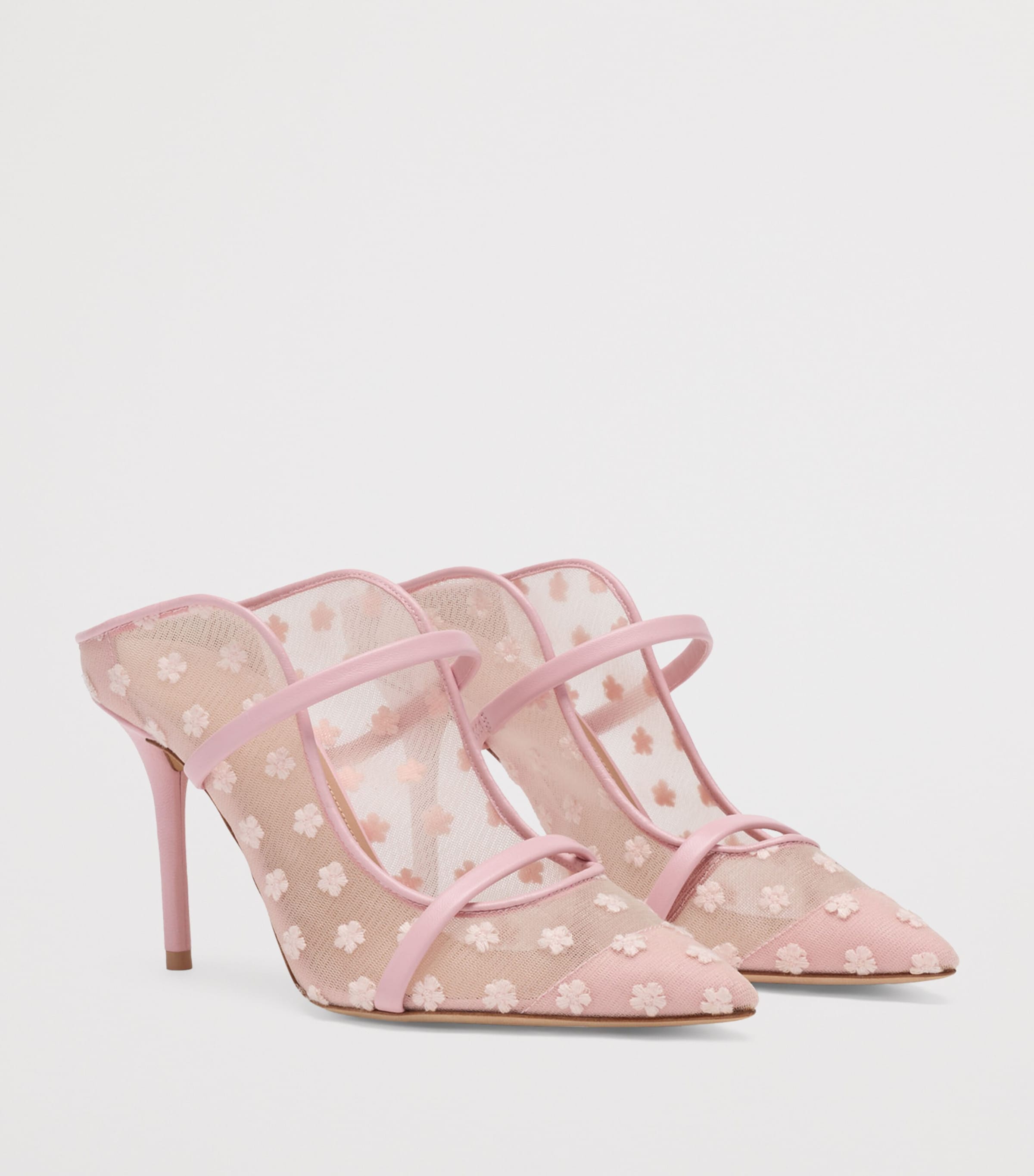 Malone Souliers Mesh Floral Maureen Heeled Mules 85 Peony Image 3