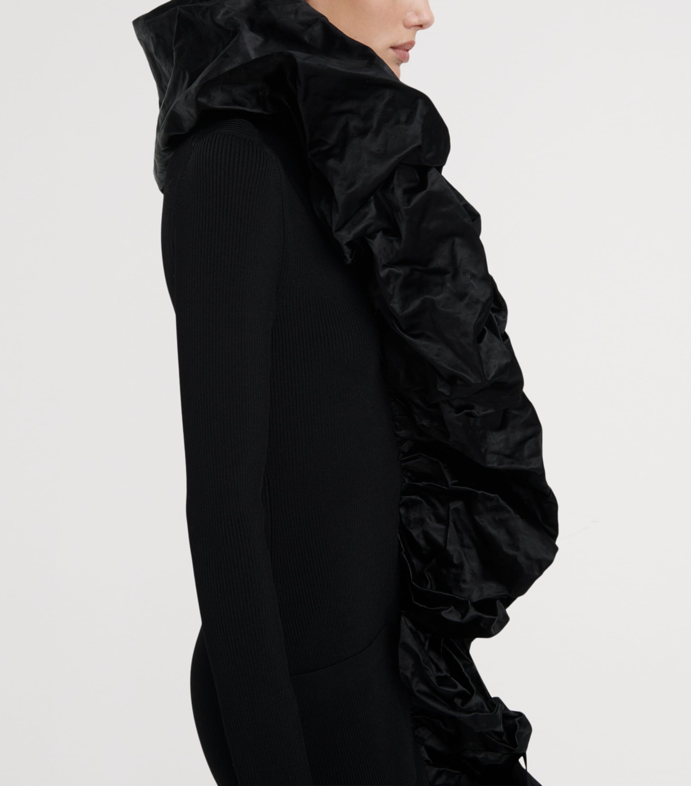 Schiaparelli Womens Ruffle-Trim Midi Dress Black Image 3