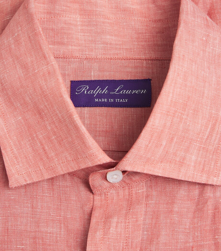 Ralph Lauren Purple Label Mens Linen Long-Sleeve Shirt Rasberry Image 6