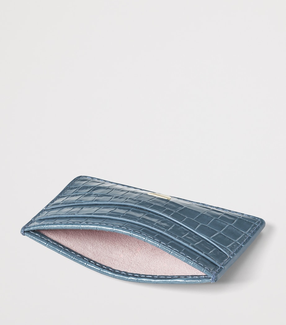 Leather Croc-Embossed Slim Card Holder PEACOCK Image 3