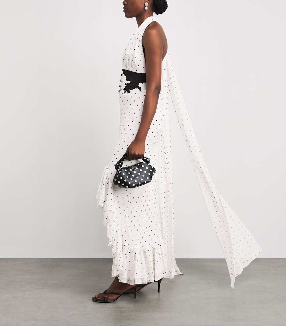 Self-Portrait Womens Polka-Dot Halterneck Midi Dress White Image 2