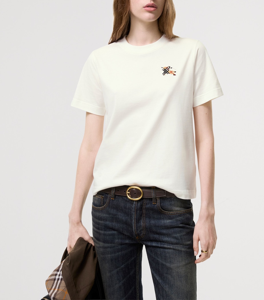 Burberry Womens Cotton EKD T-Shirt Chalk Image 2