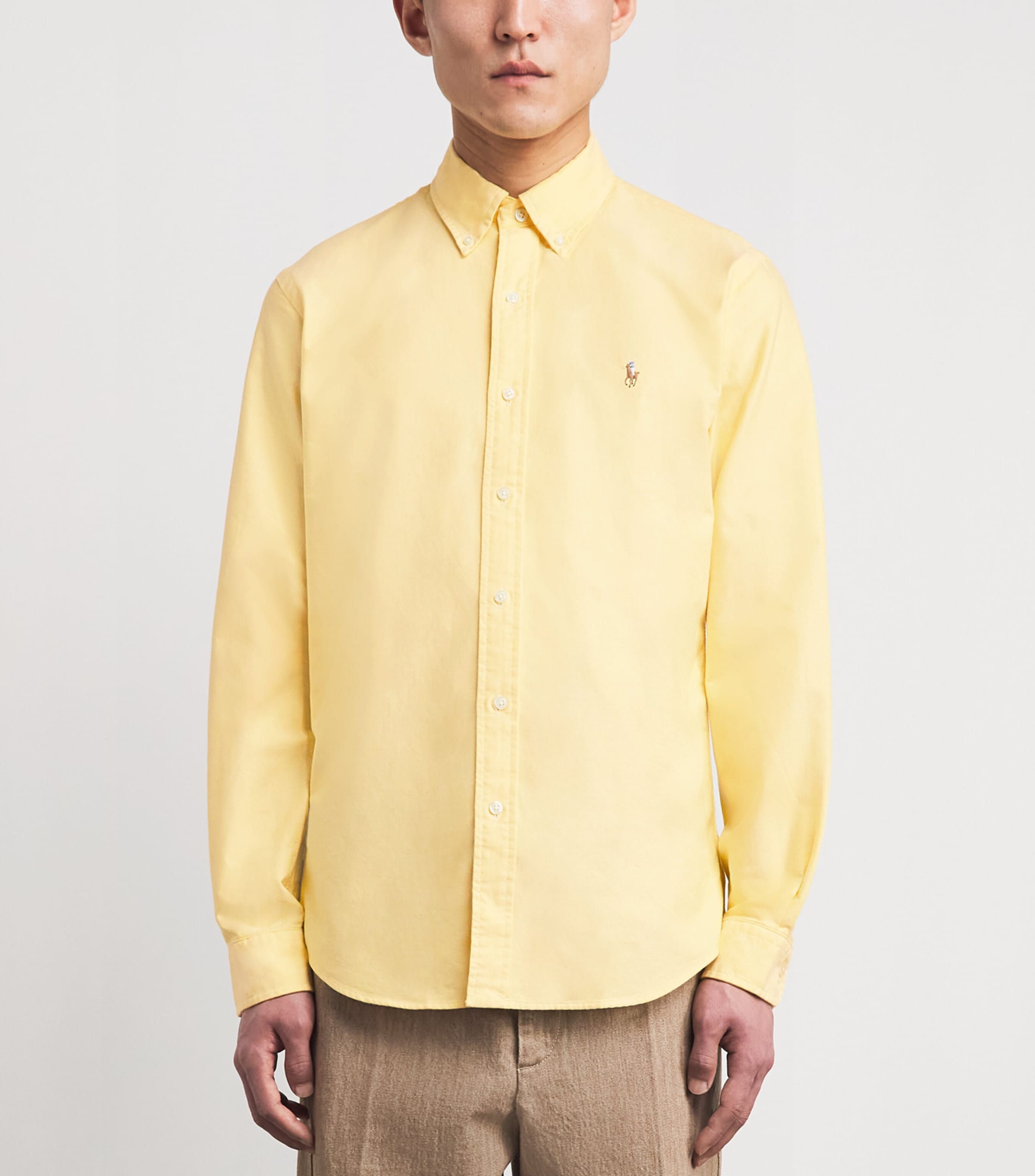 Polo Ralph Lauren Mens Custom Fit Oxford Shirt Yellow Oxford Image 4