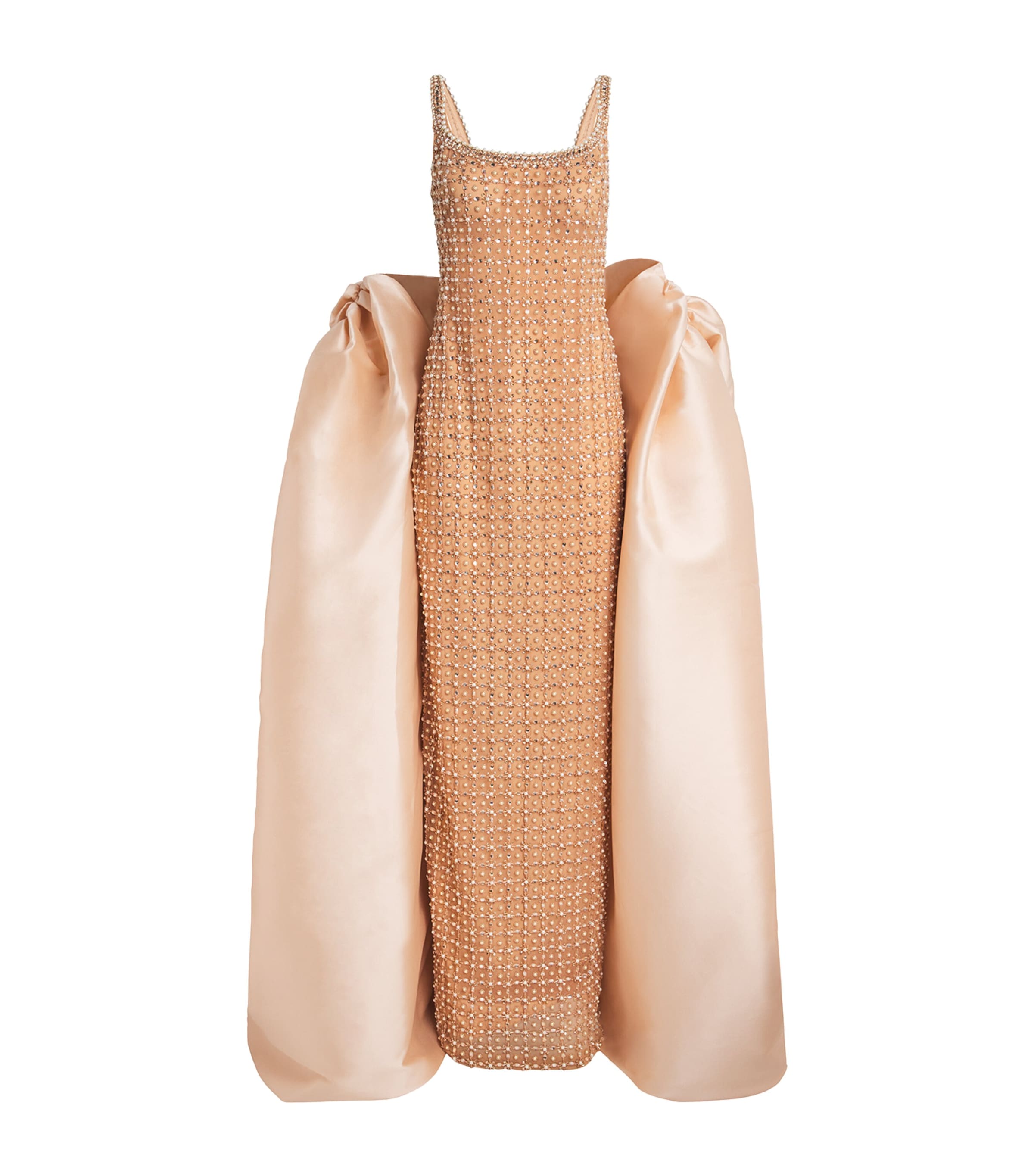 Pamella Roland Embellished Gown With Cape In Brown