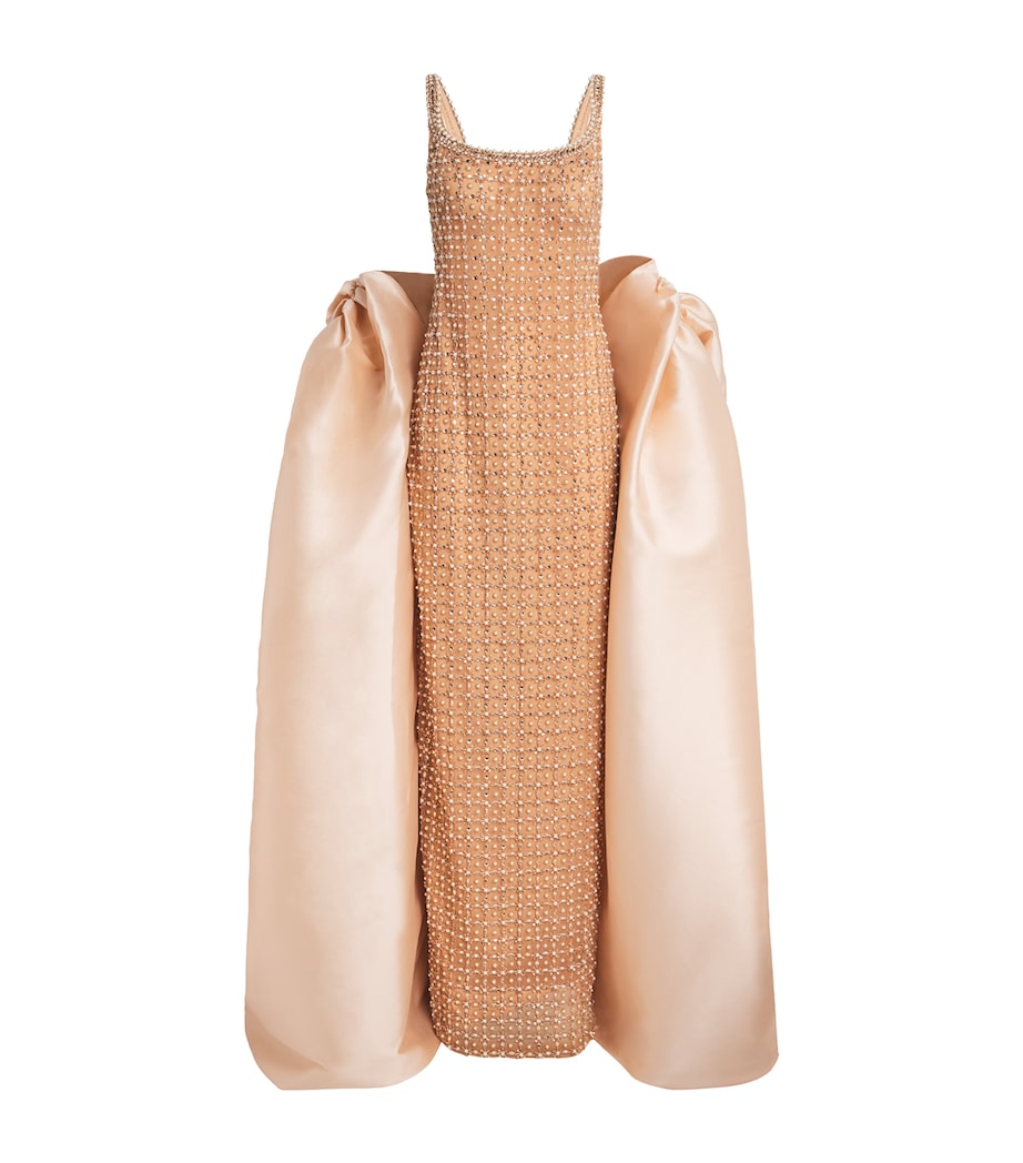 Embellished Gown with Cape NUDE Image 1