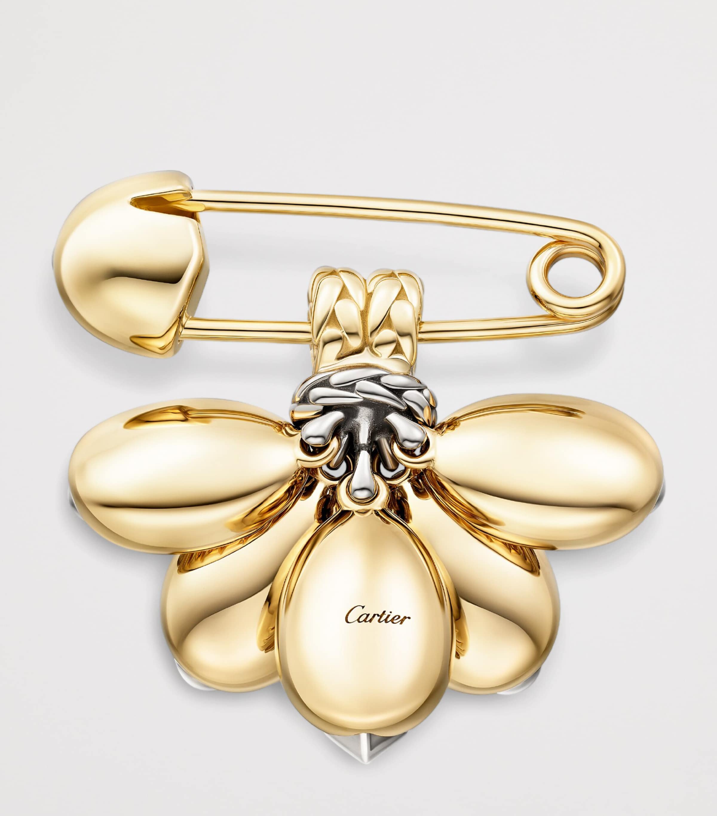 Yellow Gold, White Gold and Diamond Grain de Café Brooch MIXED GOLD Image 5