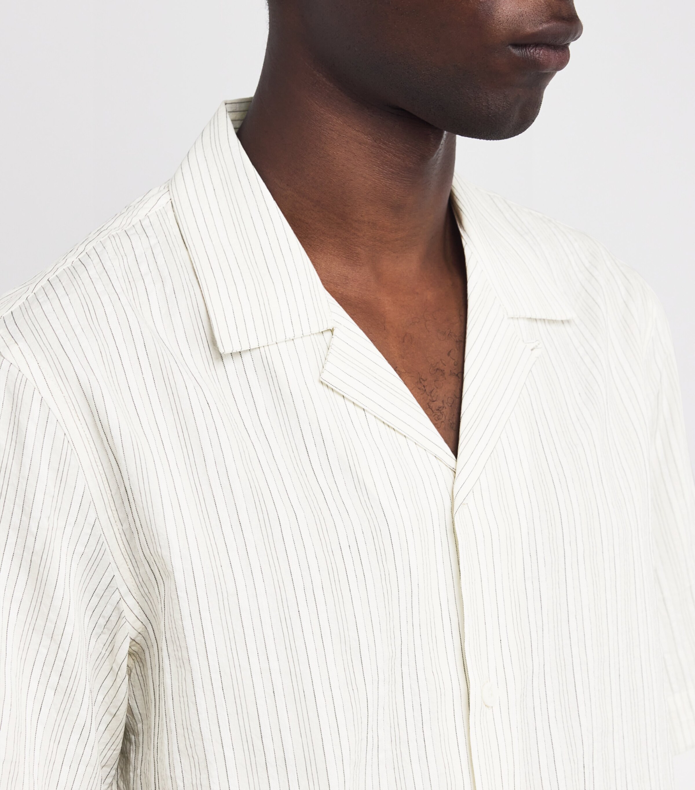 Paul Smith Mens Cotton-Linen Stripe Shirt White Image 6