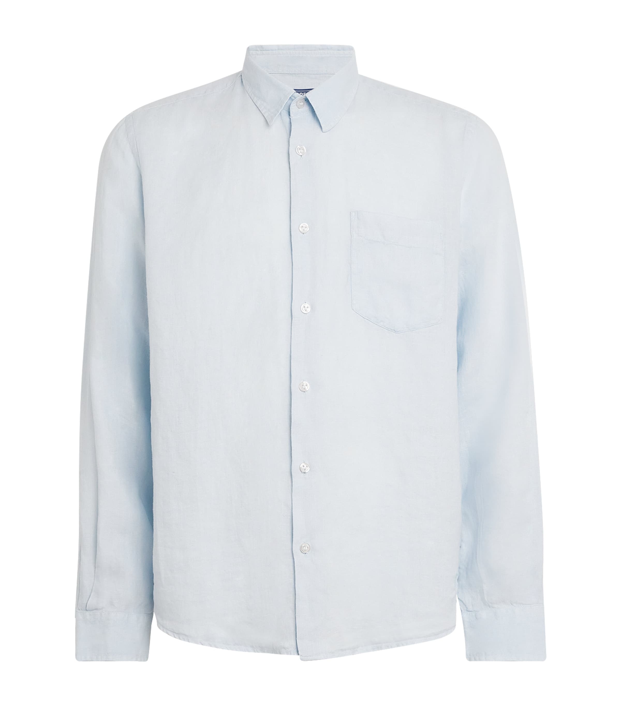Vilebrequin Mens Linen Embroidered Caroubis Shirt Sky Blue Image 1
