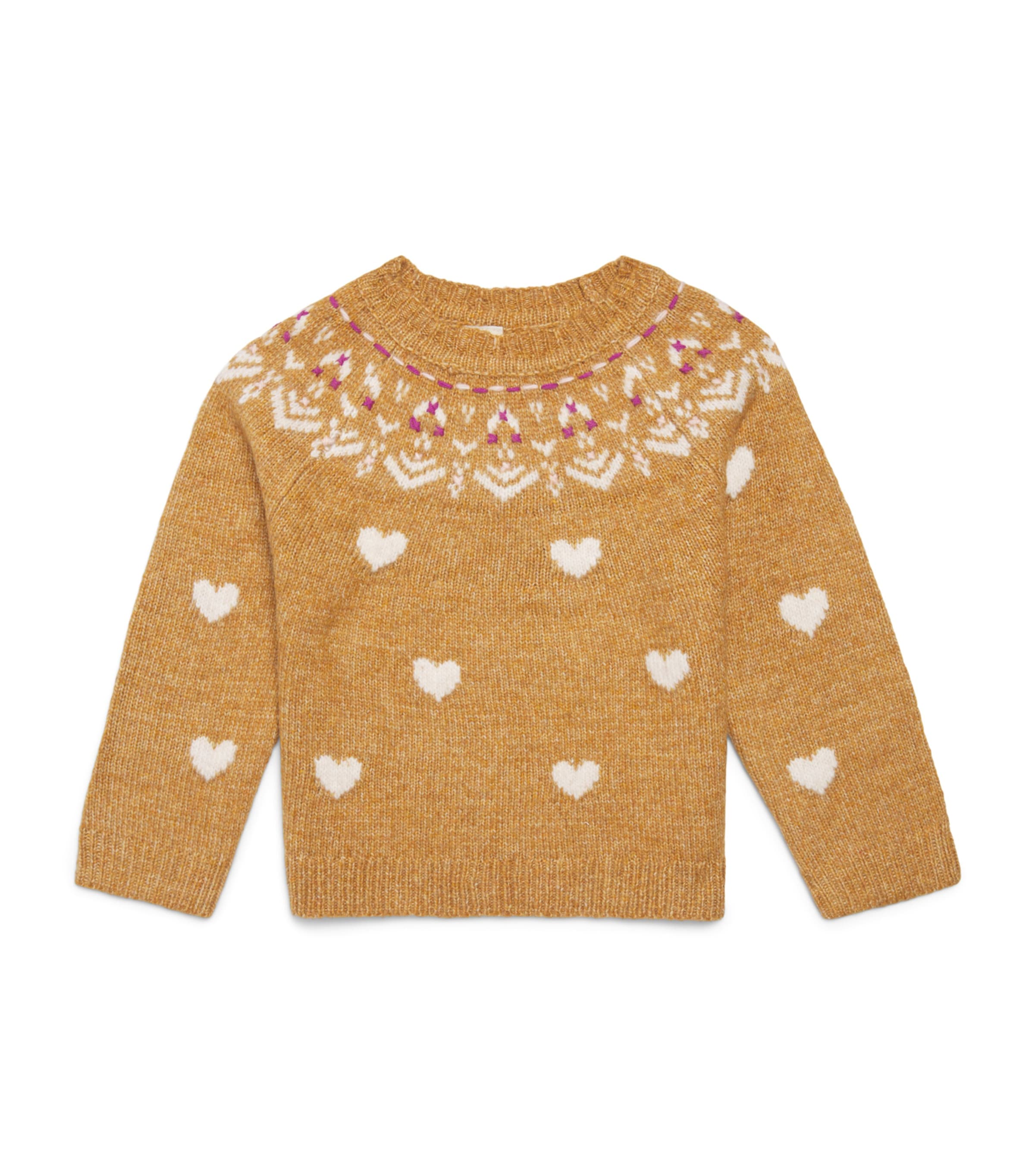 Bonton Jacquard Sweater (2-14 Years) Nuts Image 1