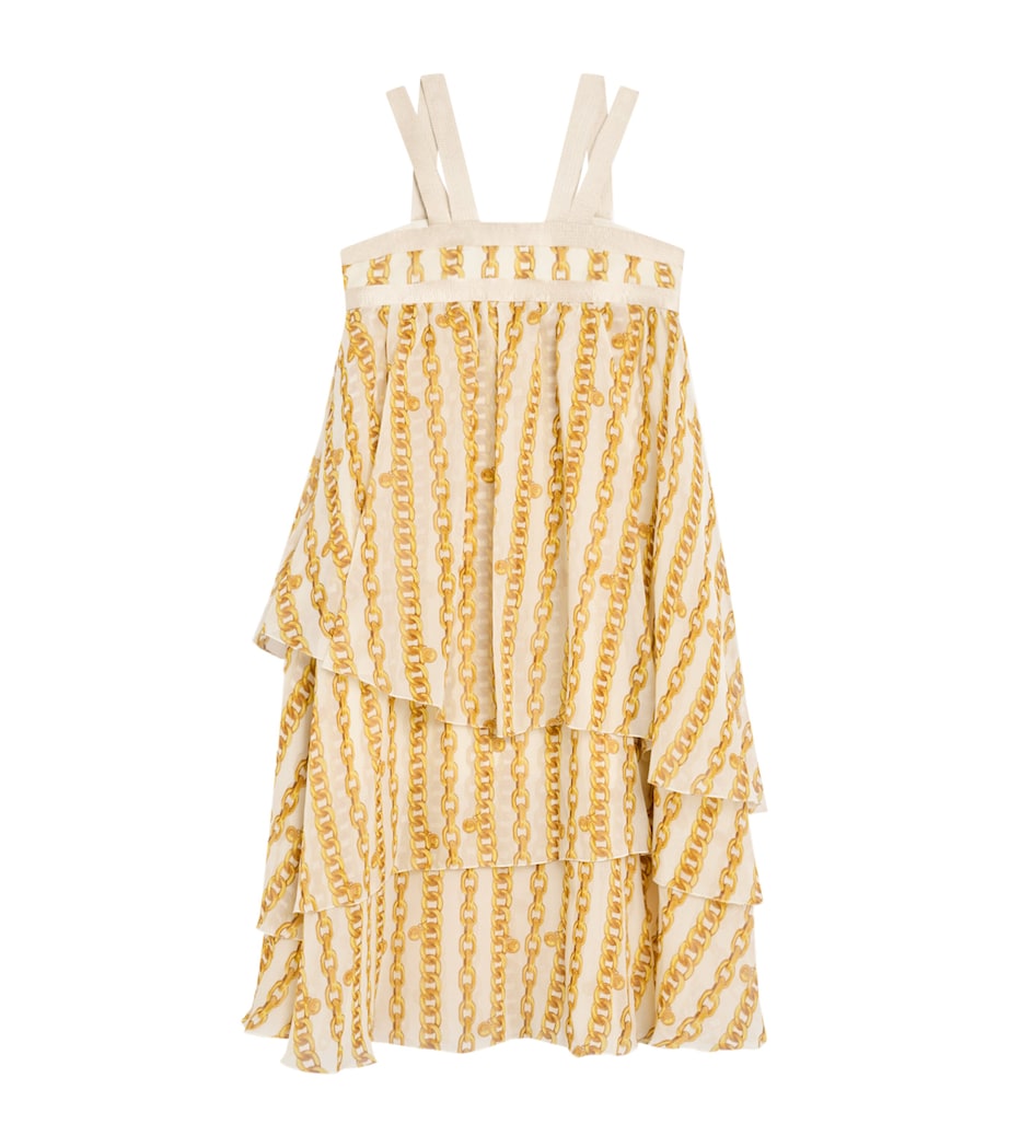 Silk Chain Stripes Dress (6-14 Years) 5E490-BONE+GOLD Image 3