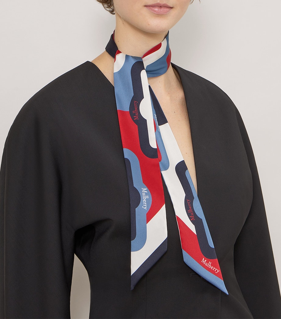 Mulberry Satin Printed Scarf Brighton Blue Image 2