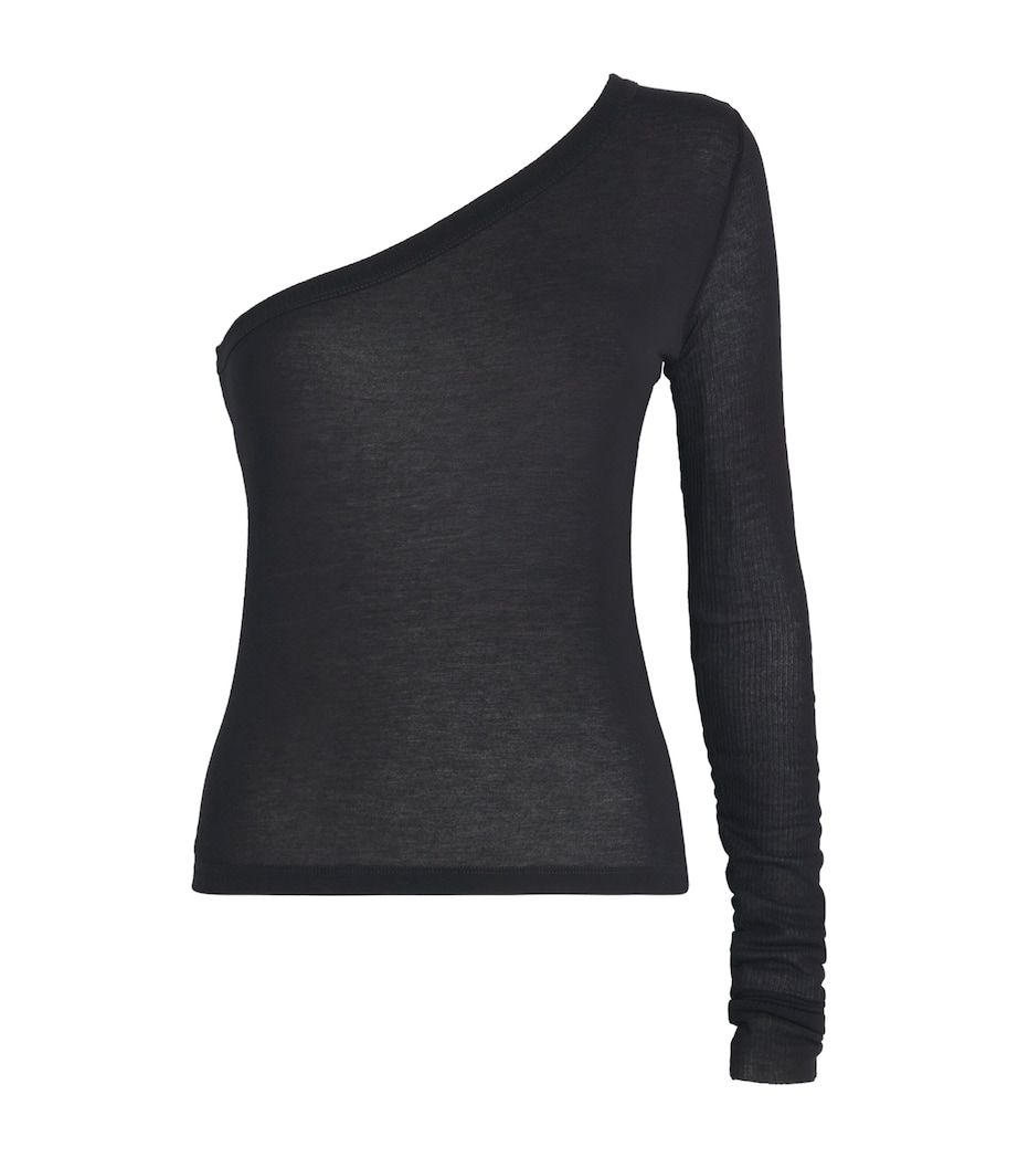 One-Shoulder Ziggy Crop Top 09 BLACK Image 1