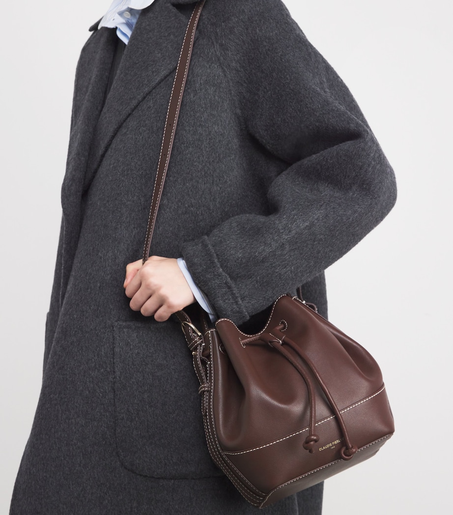 Leather Alvan Bucket Bag BURGUNDY Image 5