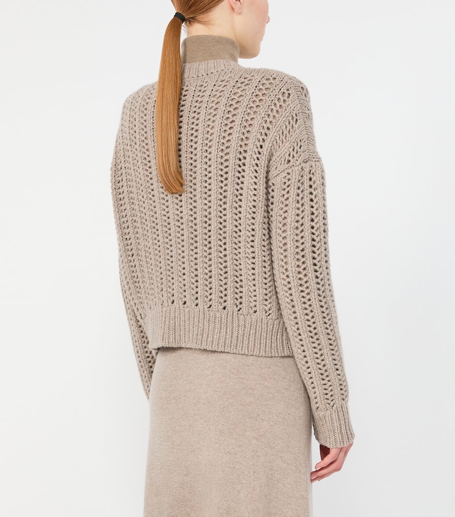 Max Mara Womens Cashmere Openwork Cardigan Sand Image 3