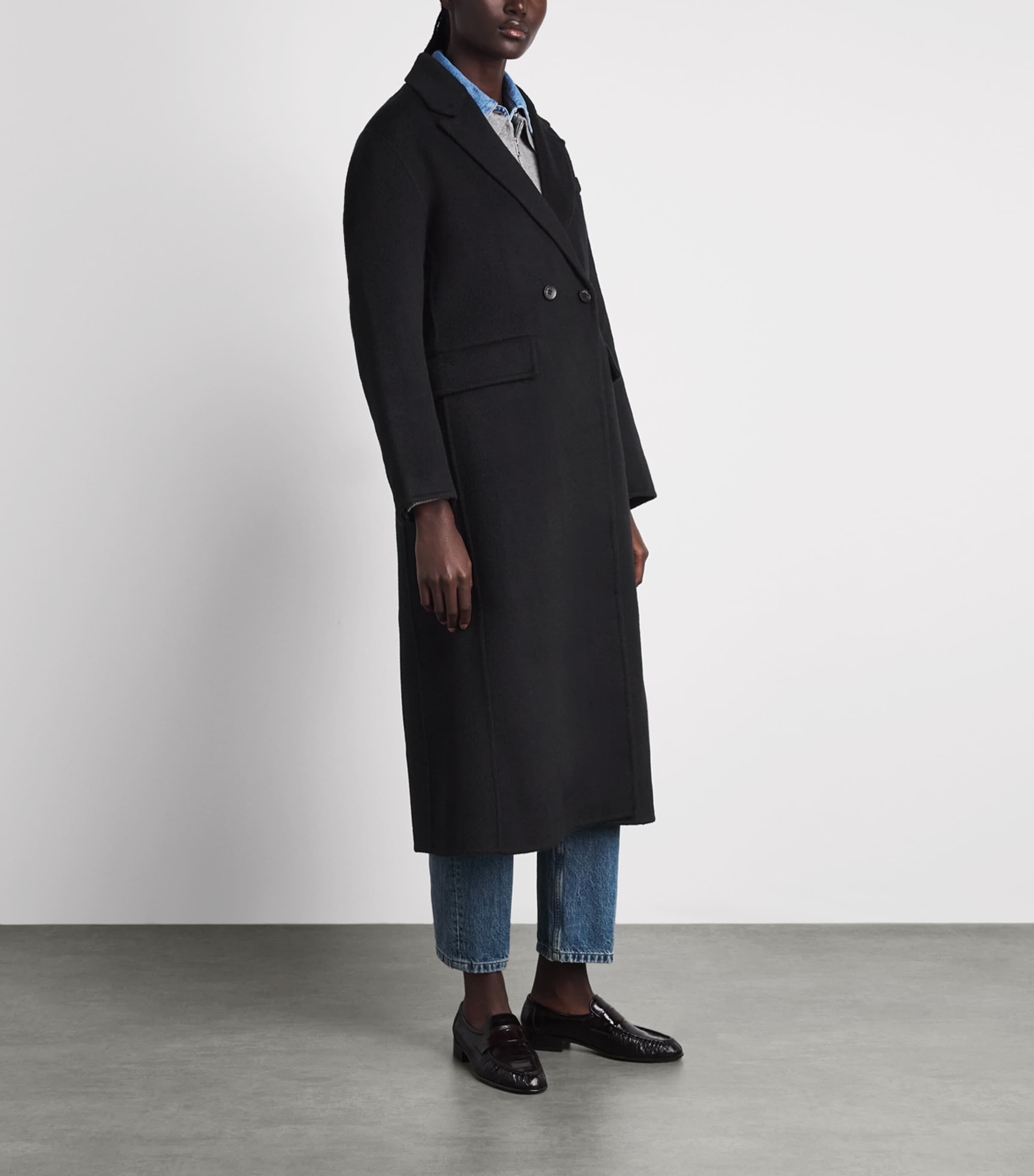 Sandro Paris Womens Wool Longline Coat Black Image 4
