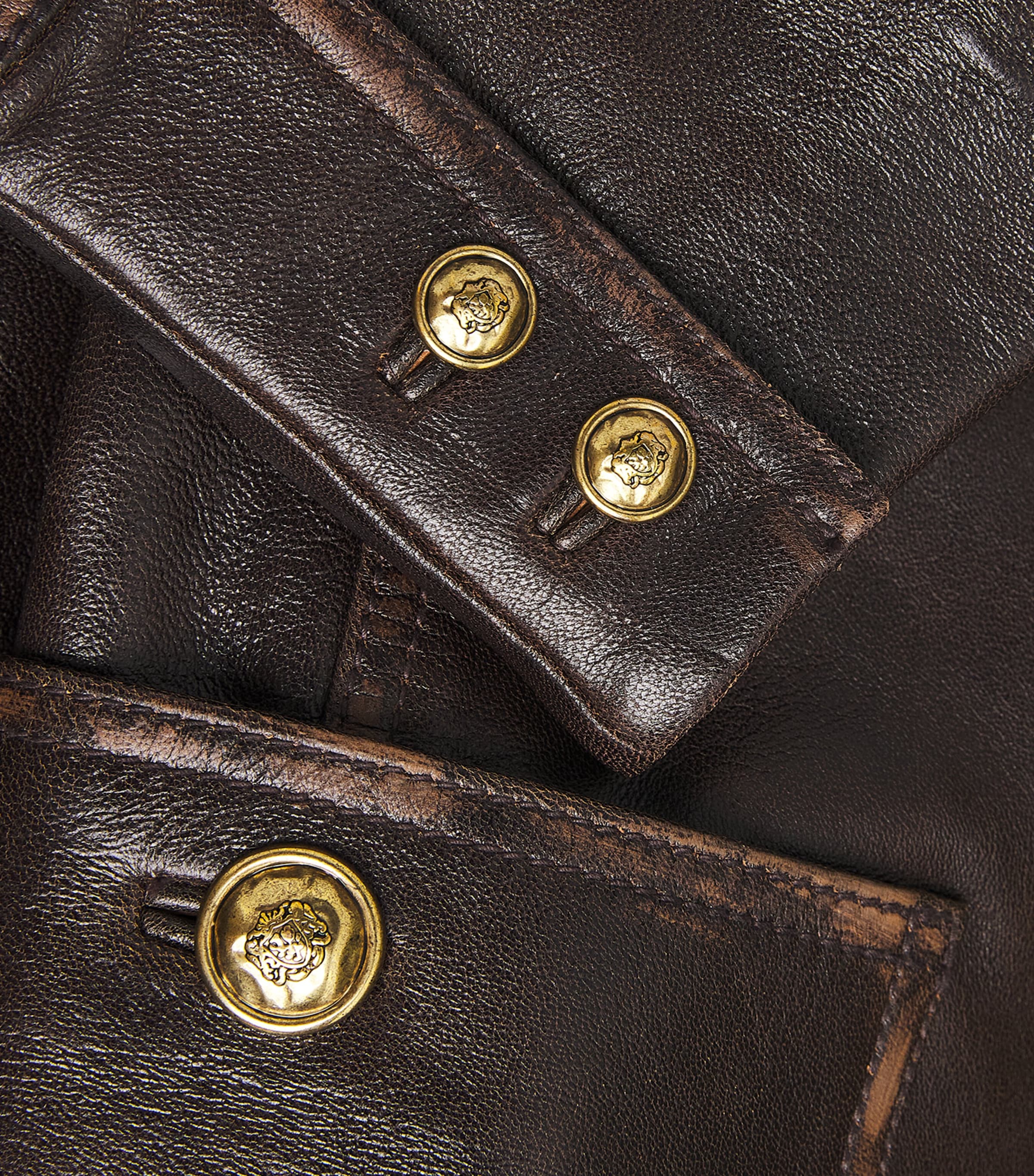 Leather Distressed Jacket BLACK BROWN Image 5