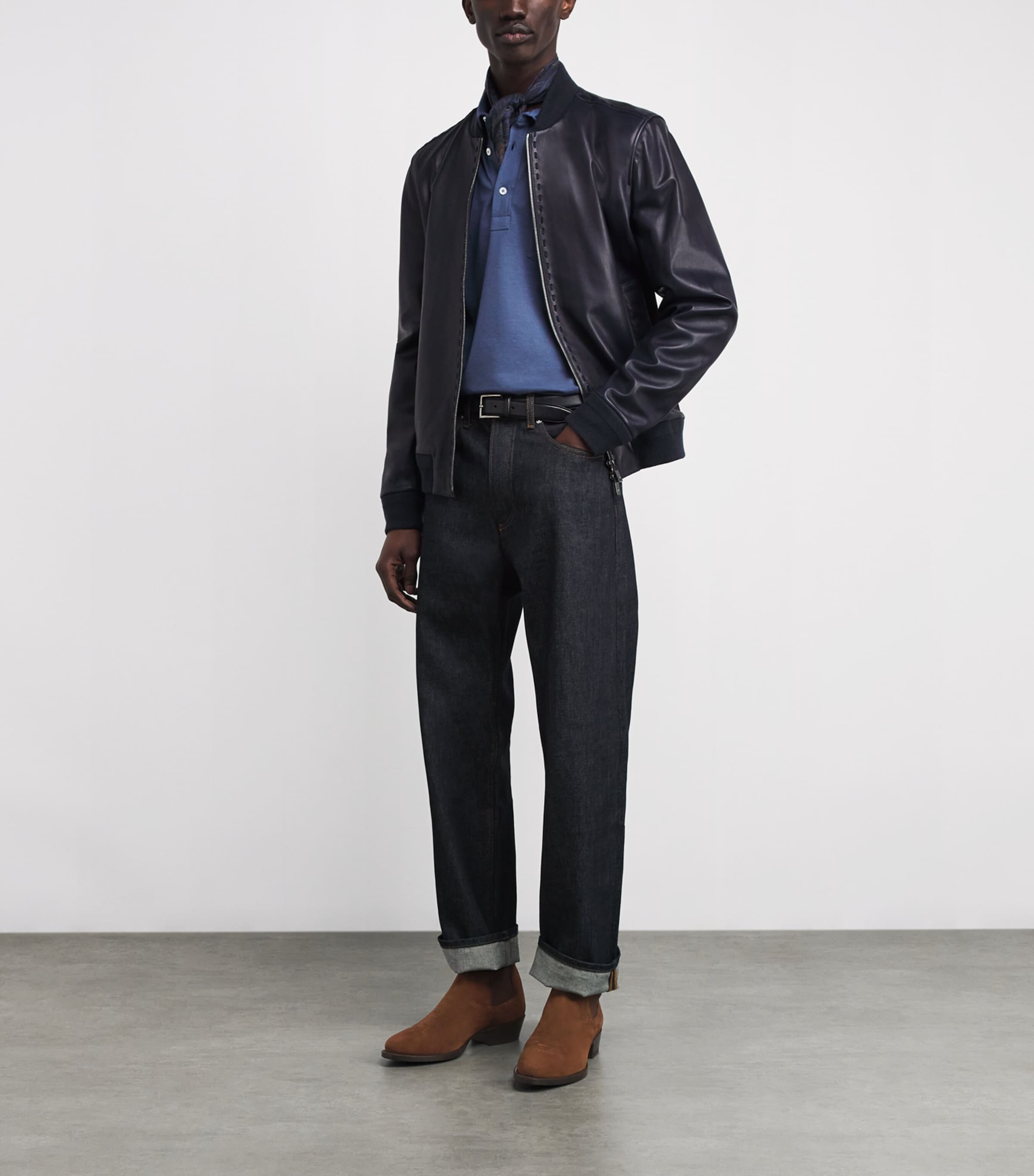 Suede Western Chelsea Boots BROWN Image 6