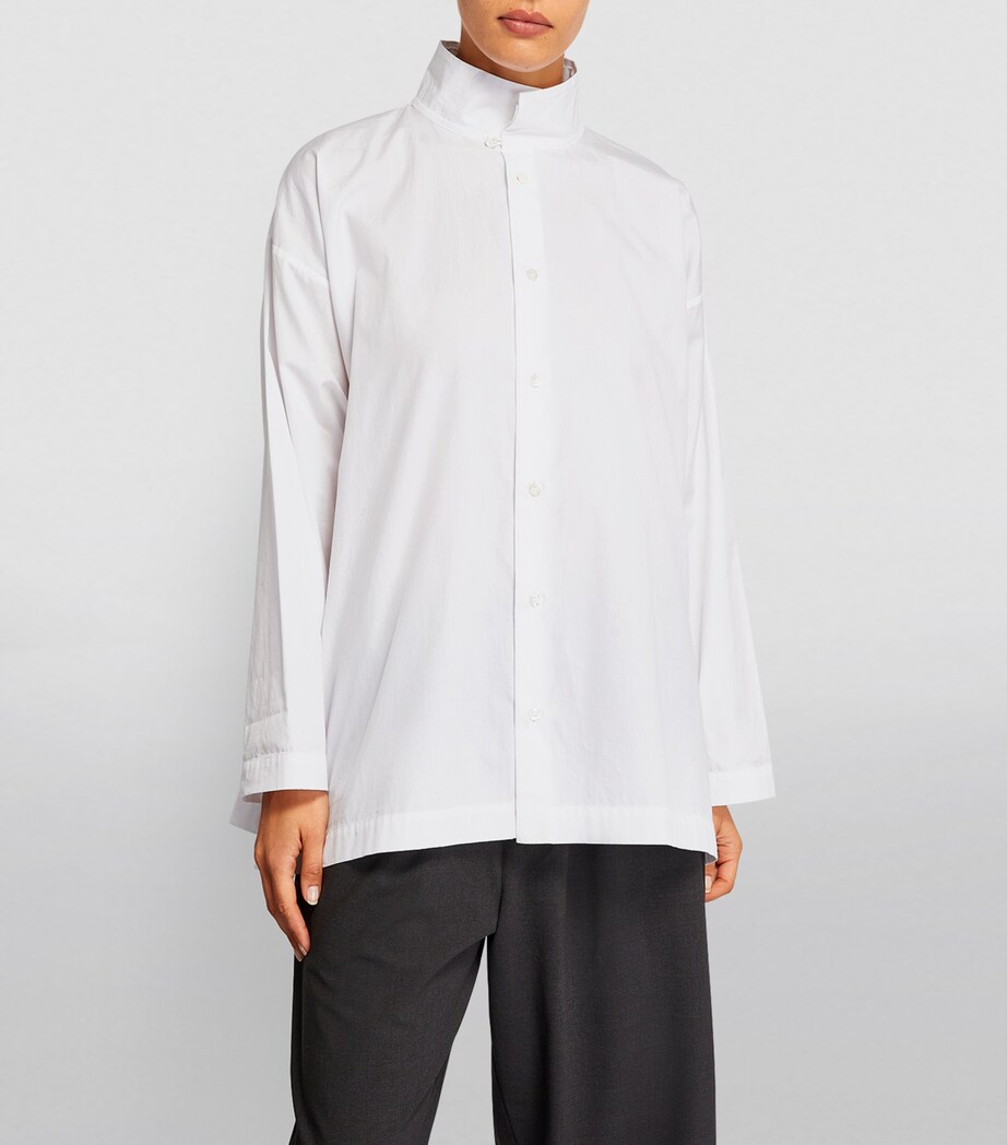 A-Line Stand-Collar Shirt WHITE Image 9
