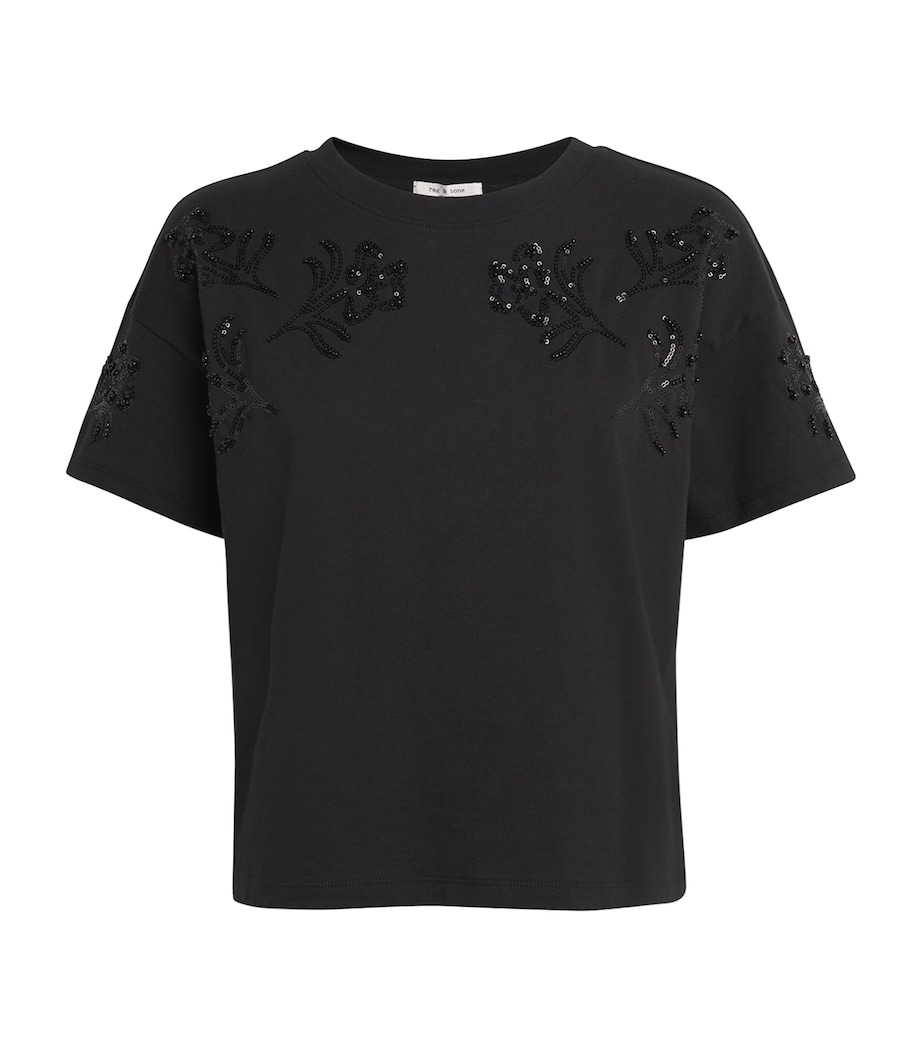 Cotton Beaded Kelly T-Shirt BLACK Image 1
