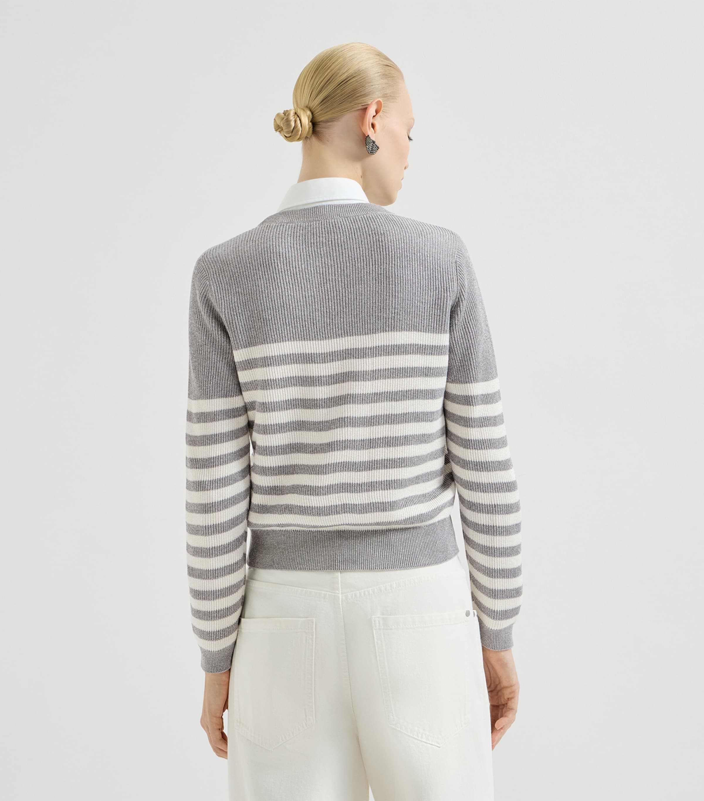 Brunello Cucinelli Womens Cotton-Blend Stripe Sweater Image 5