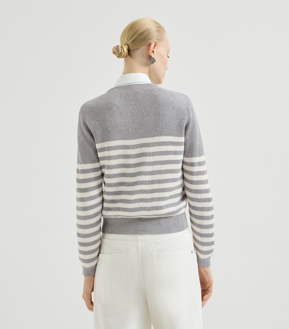 Brunello Cucinelli Womens Cotton-Blend Stripe Sweater Image 5