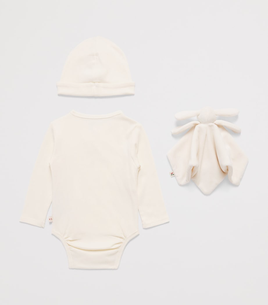 KONGES SLOJD Organic Cotton Bodysuit, Hat and Toy Set (0-6 Months) Image 2