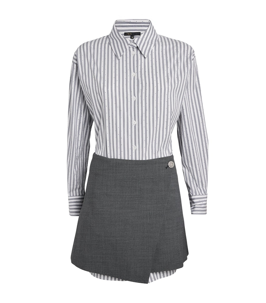 Stripe Shirt-Skirt Hybrid Mini Dress ECRU STRIPES Image 1