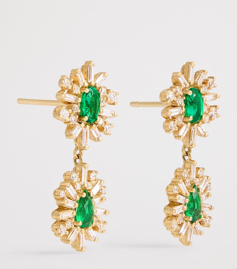 Suzanne Kalan Yellow Gold, Diamond and Emerald One of a Kind Drop Earrings Yg/emer Image 3
