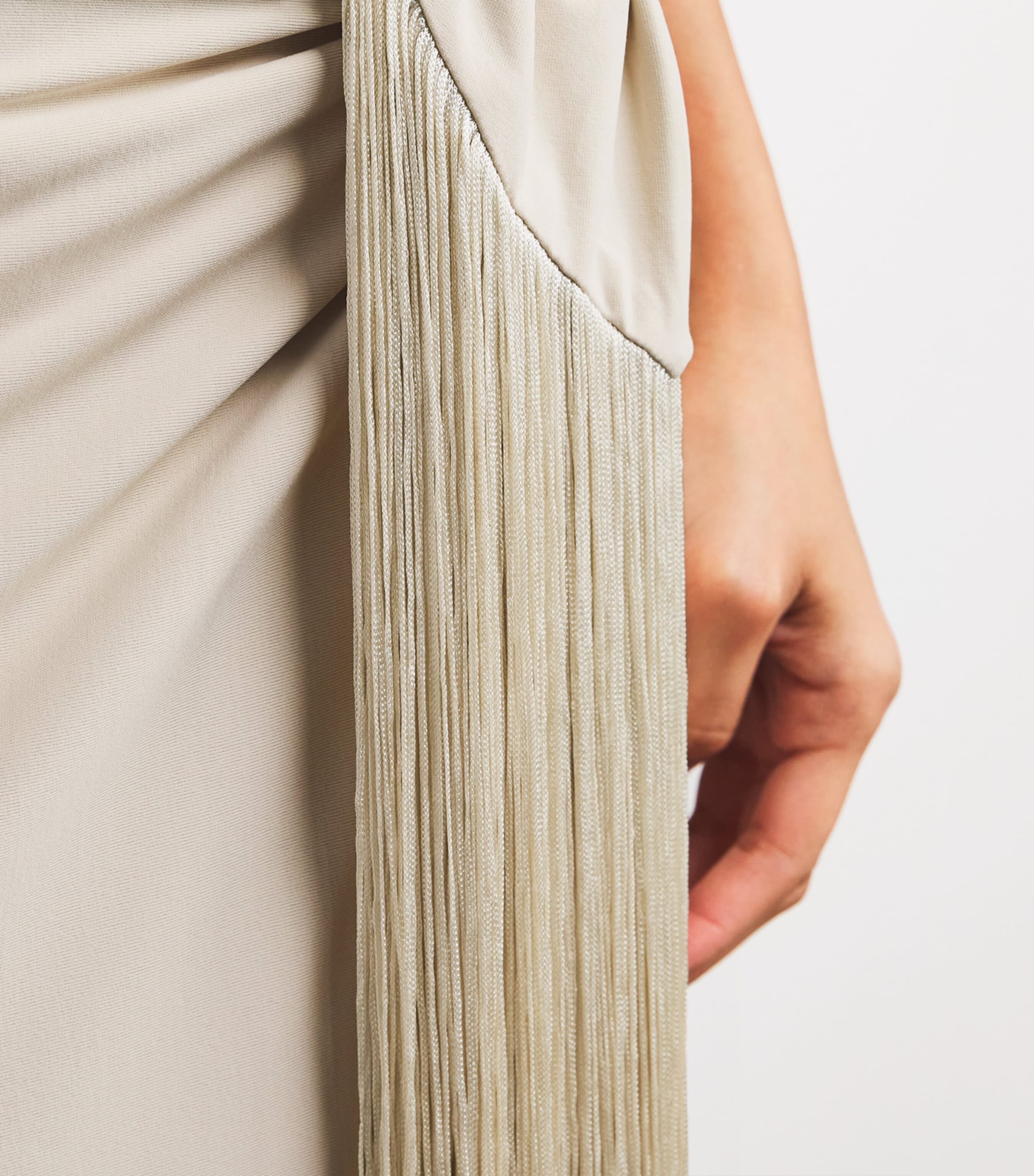 Pareo-Detail One-Shoulder Swimsuit STUCCO Image 5