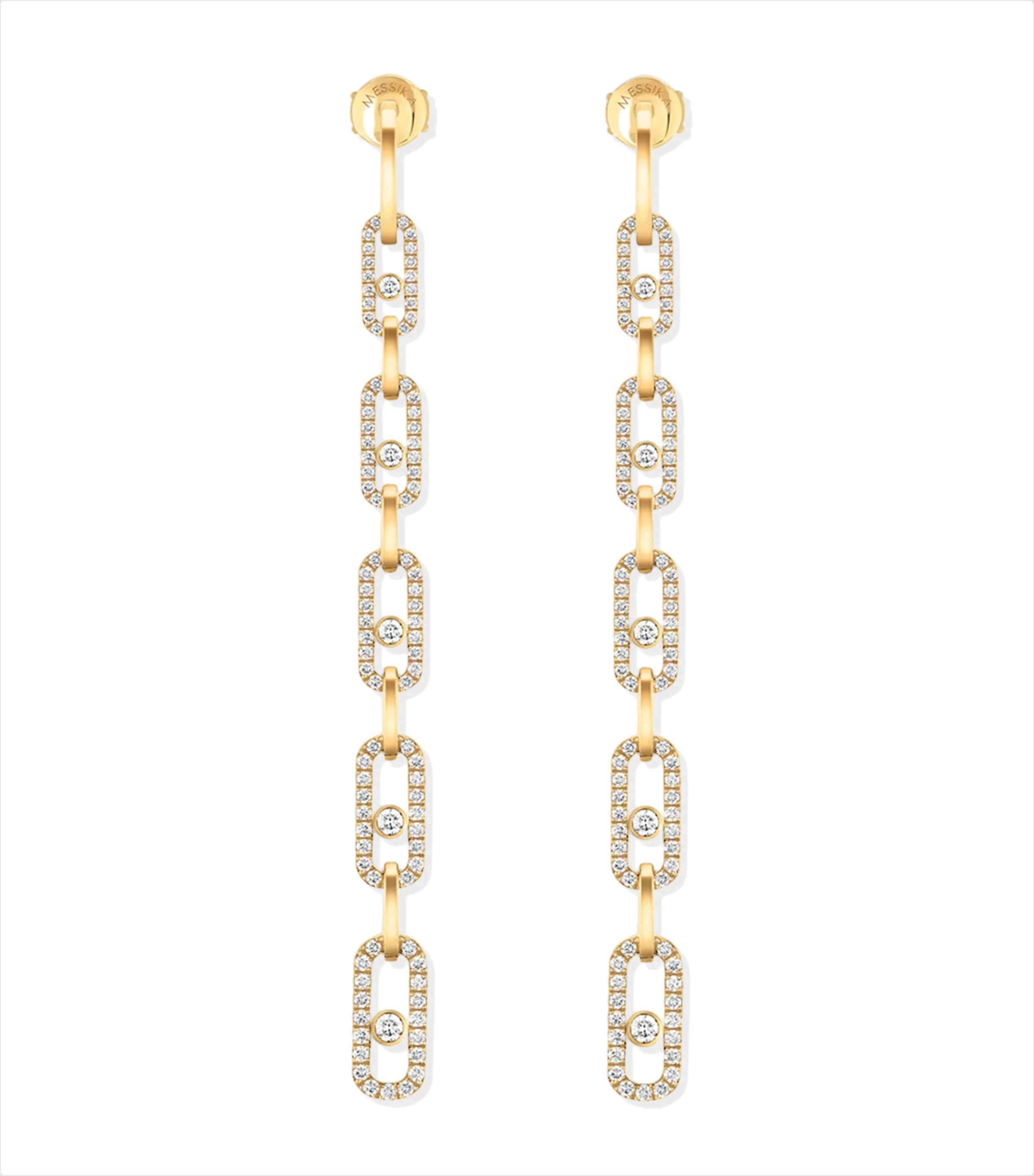 Yellow Gold and Diamond Move Link Earrings YELLOW GOLD Image 1