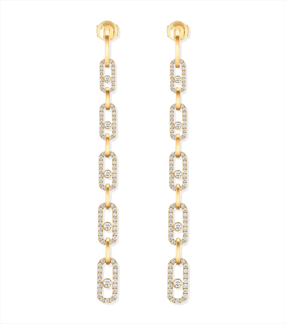Yellow Gold and Diamond Move Link Earrings YELLOW GOLD Image 1