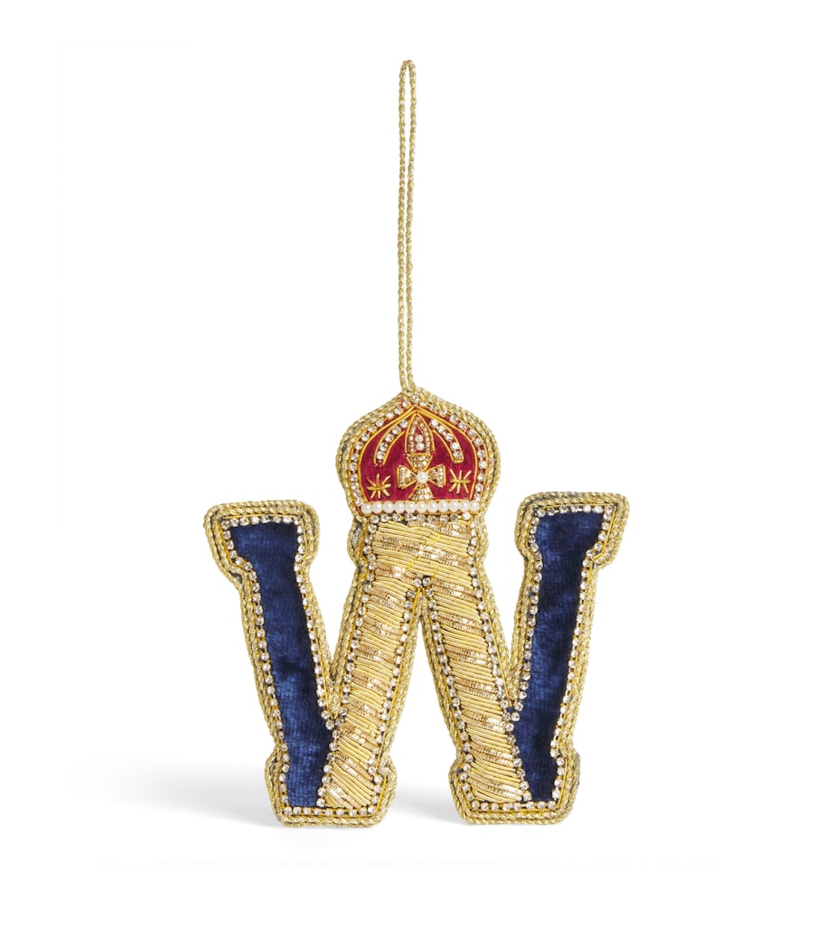 Tinker Tailor Letter W Tree Decoration Navy, Gold & Wine Image 1