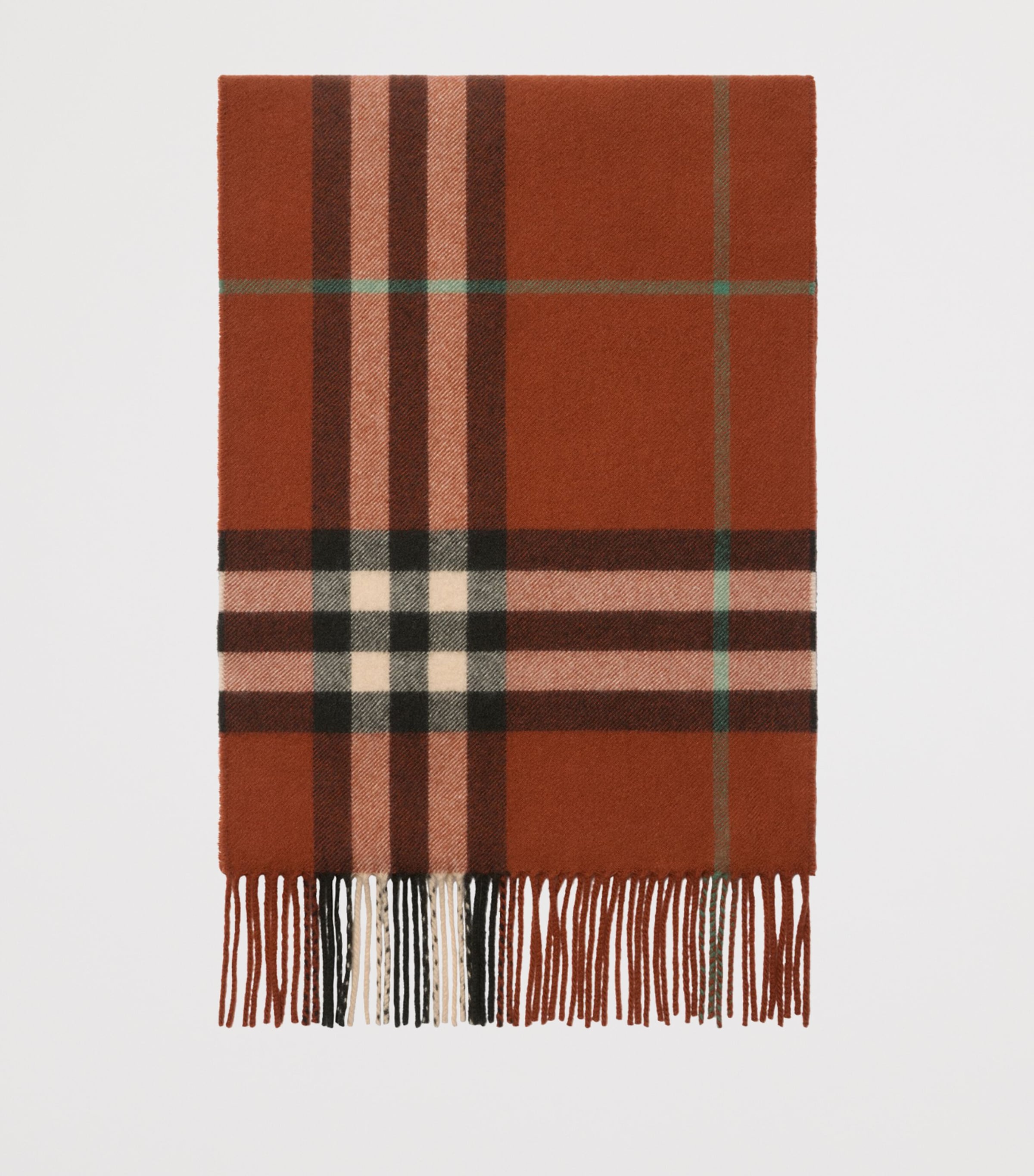 Cashmere Check Scarf BRICK ORANGE Image 4